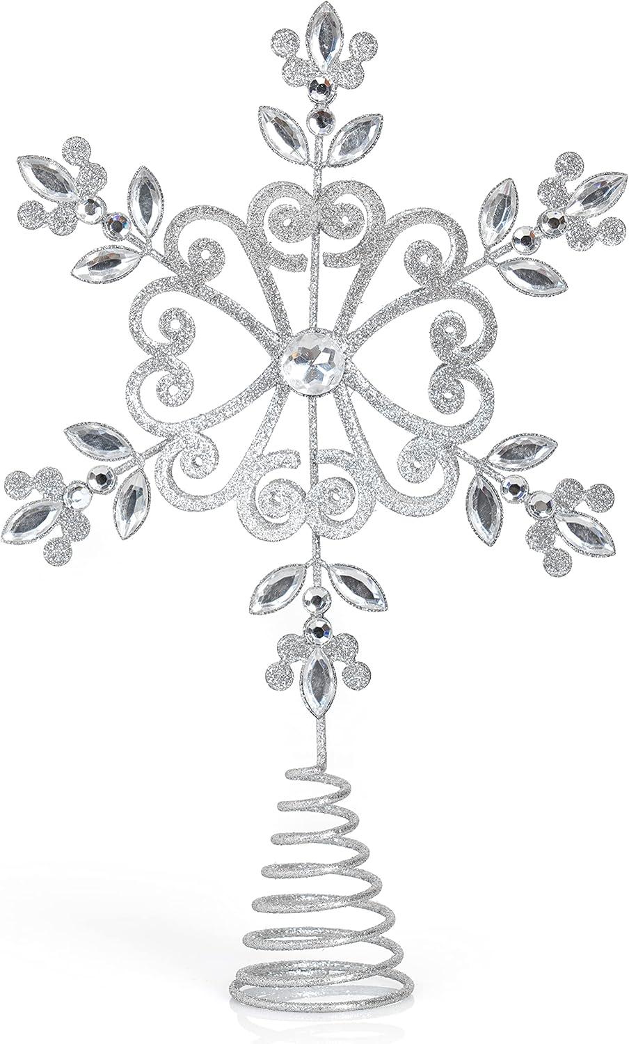 Ornativity Flower Snowflake Tree Topper - Silver