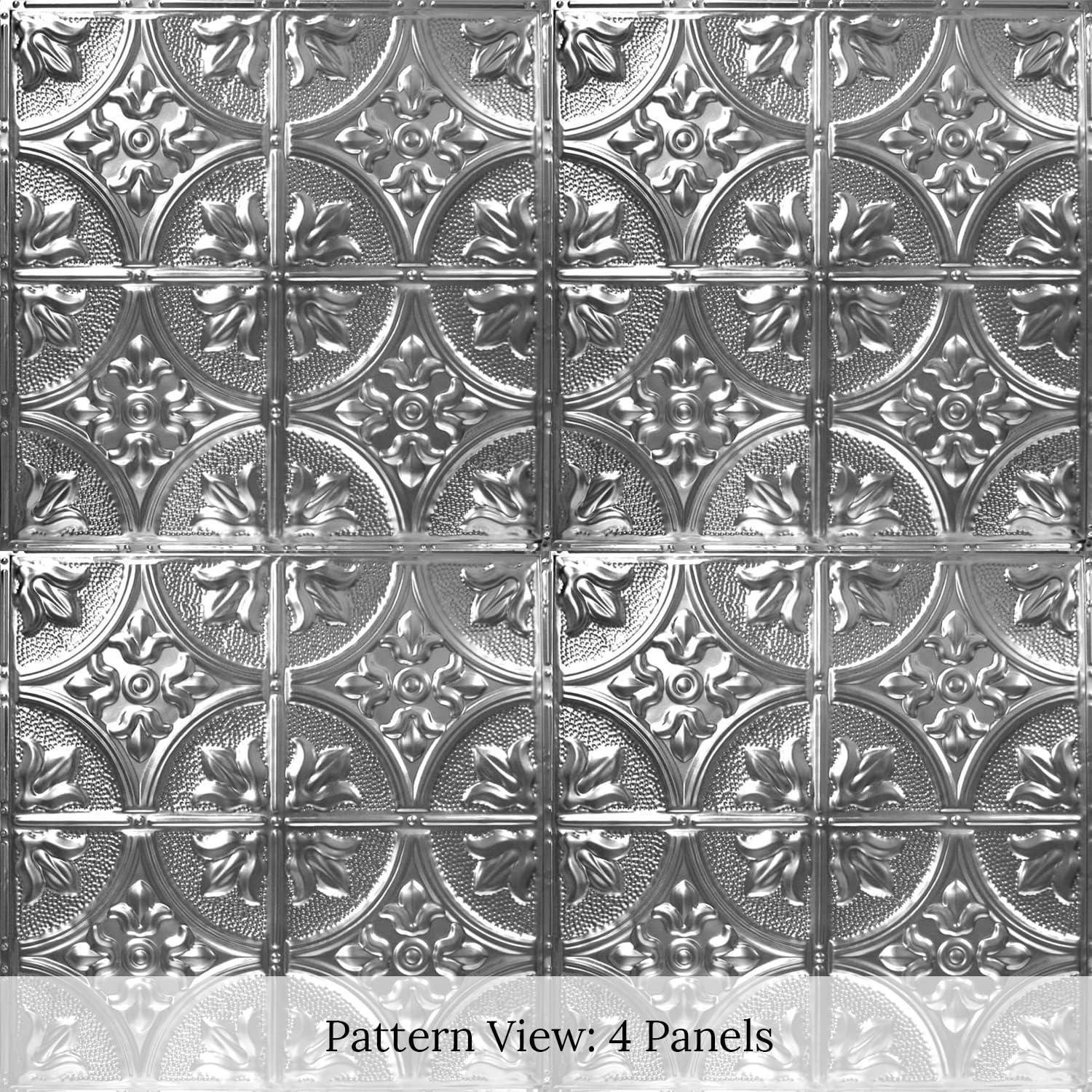 Brushed Satin Nickel 24" x 24" Decorative Tin Ceiling Tile