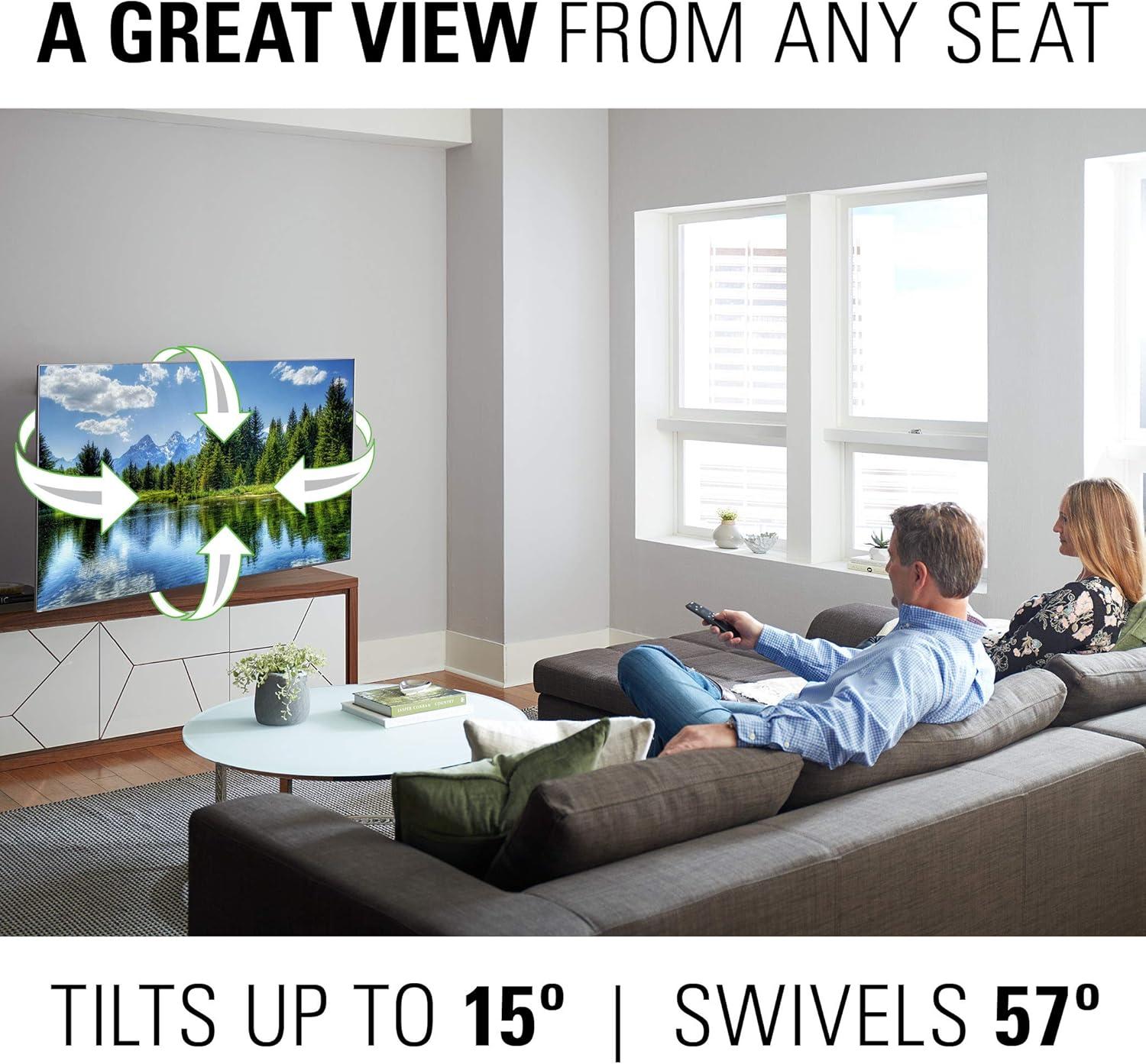 SANUS Premium Full Motion TV Wall Mount for TVs Up to 90" - Stainless Steel Finish with Smooth Extension, Swivel & Tilt