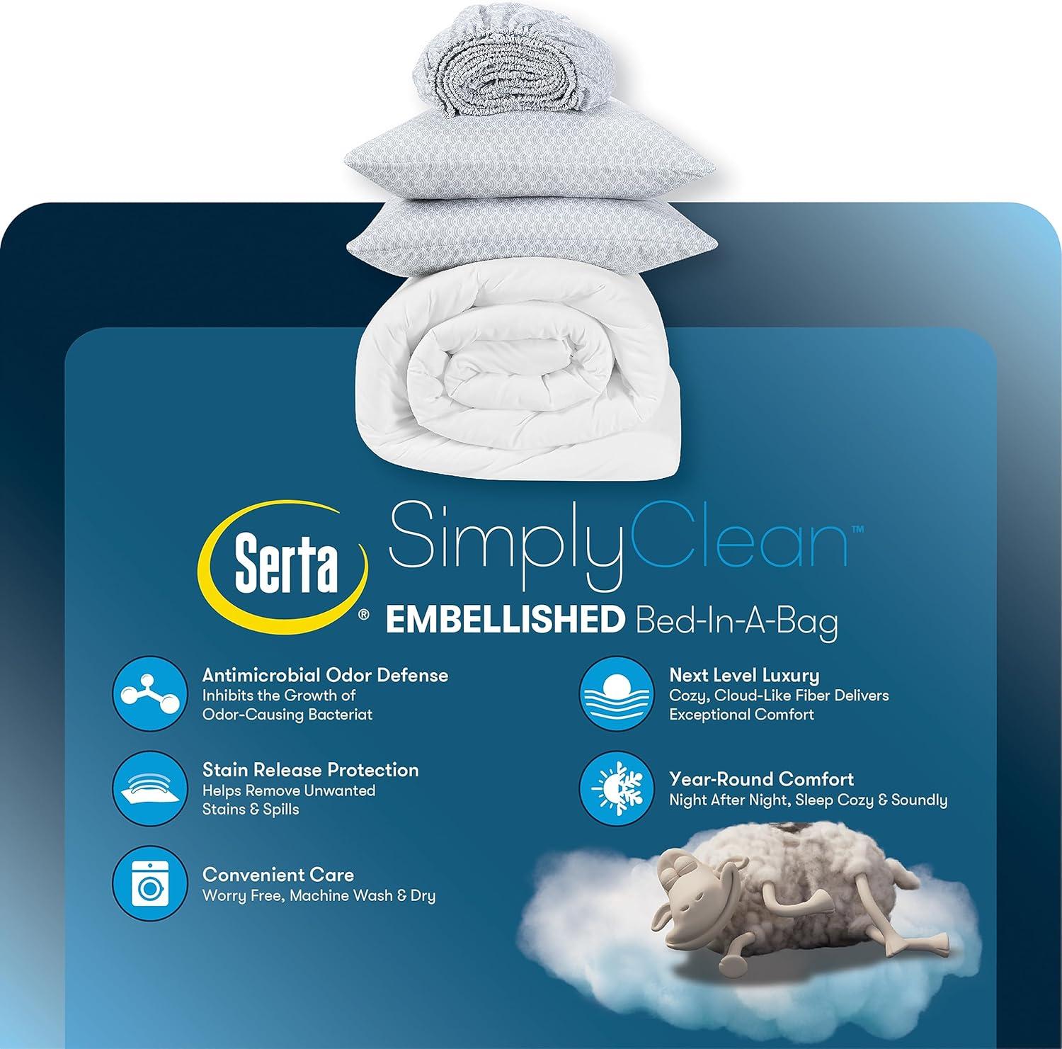 Serta Serta Simply Clean Microfiber Pleated 7 Piece Comforter Set