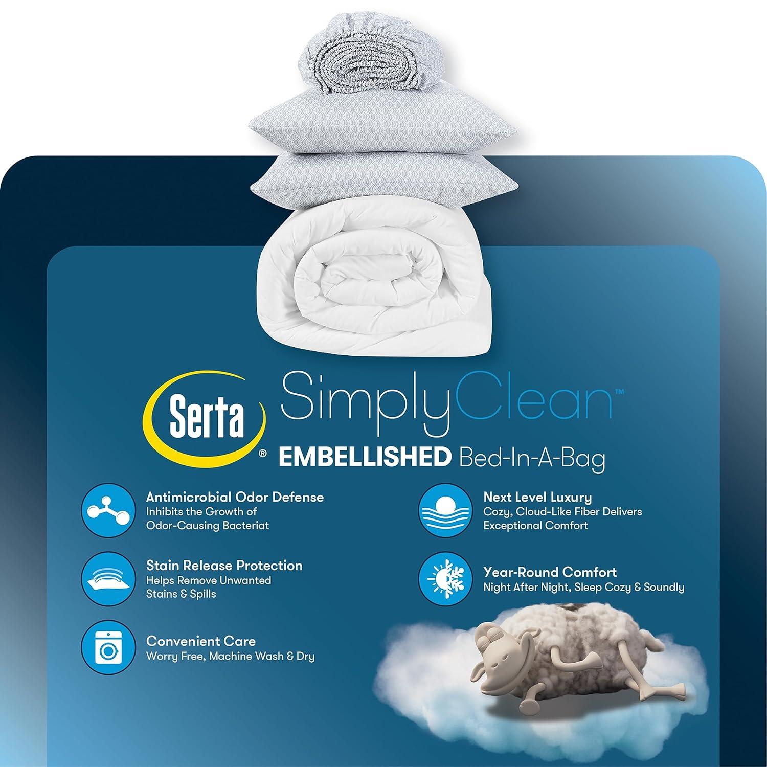 Serta Serta Simply Clean Microfiber Pleated 7 Piece Comforter Set