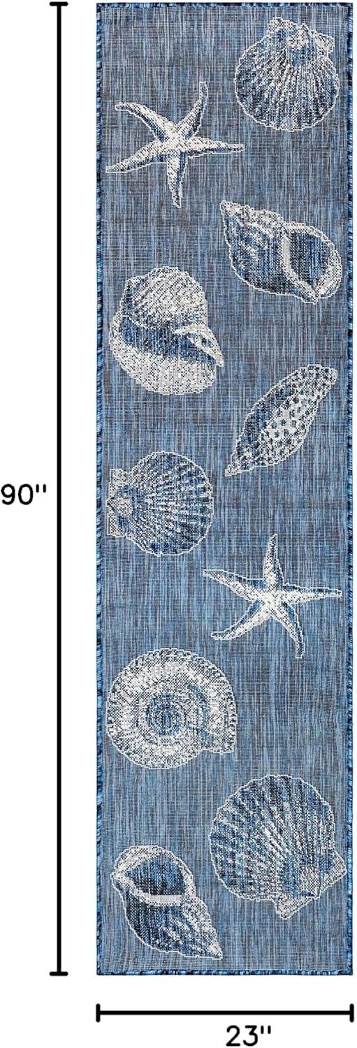 Liora Manne Carmel Shells Indoor/Outdoor Rug Navy 1'11" x 7'6"