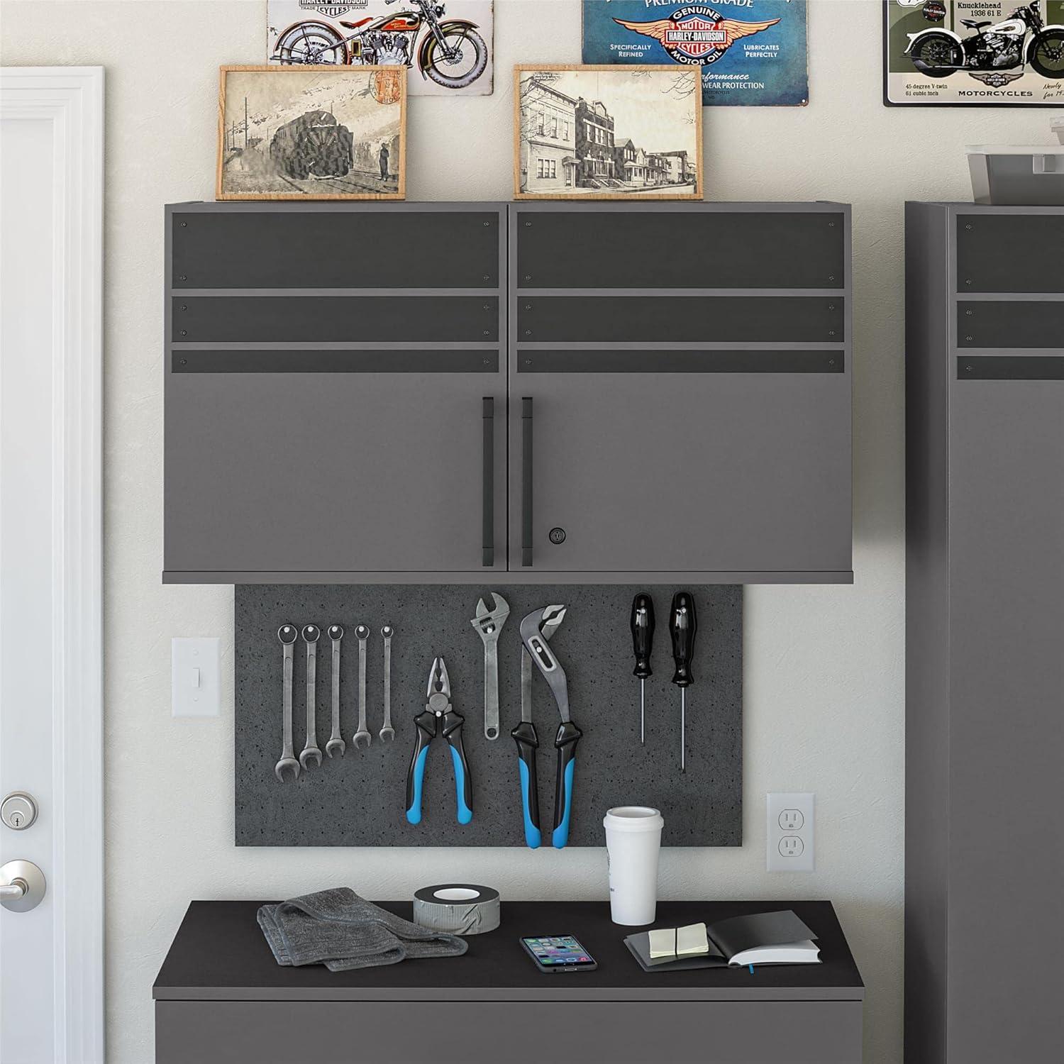 Shelby 2 Door Storage Garage Wall Cabinet, Graphite