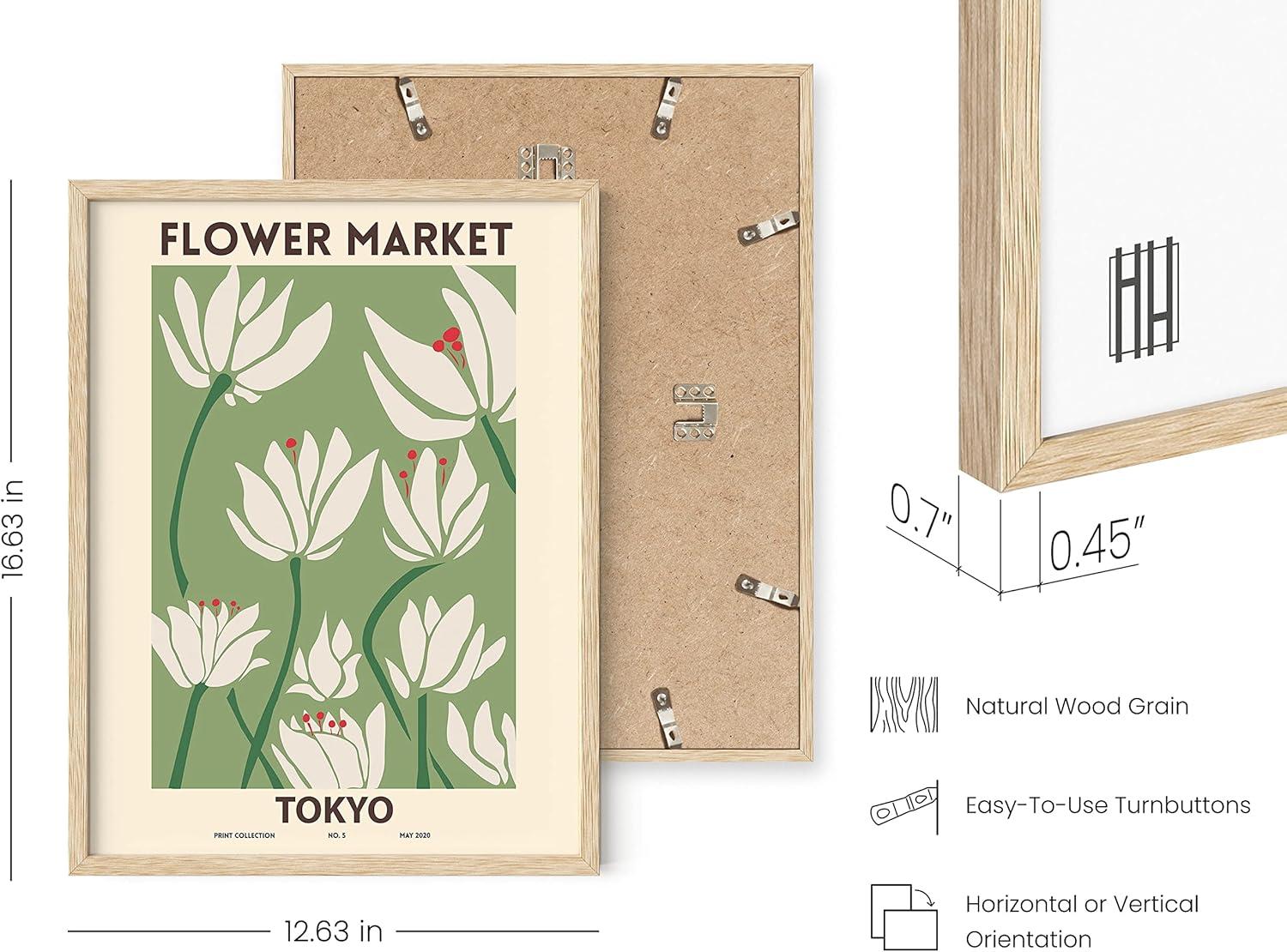 HAUS AND HUES Flower Market Poster – Vintage Botanical Wall Art, Sage Green Floral Prints, Aesthetic Flower Decor (Unframed, 12” x 16”)