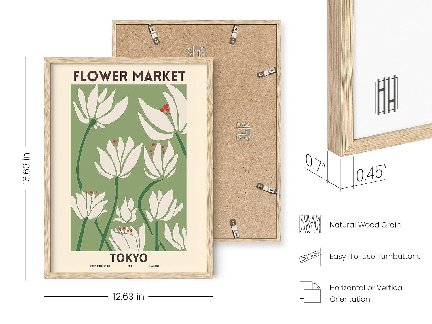 HAUS AND HUES Flower Market Poster – Vintage Botanical Wall Art, Sage Green Floral Prints, Aesthetic Flower Decor (Unframed, 12” x 16”)