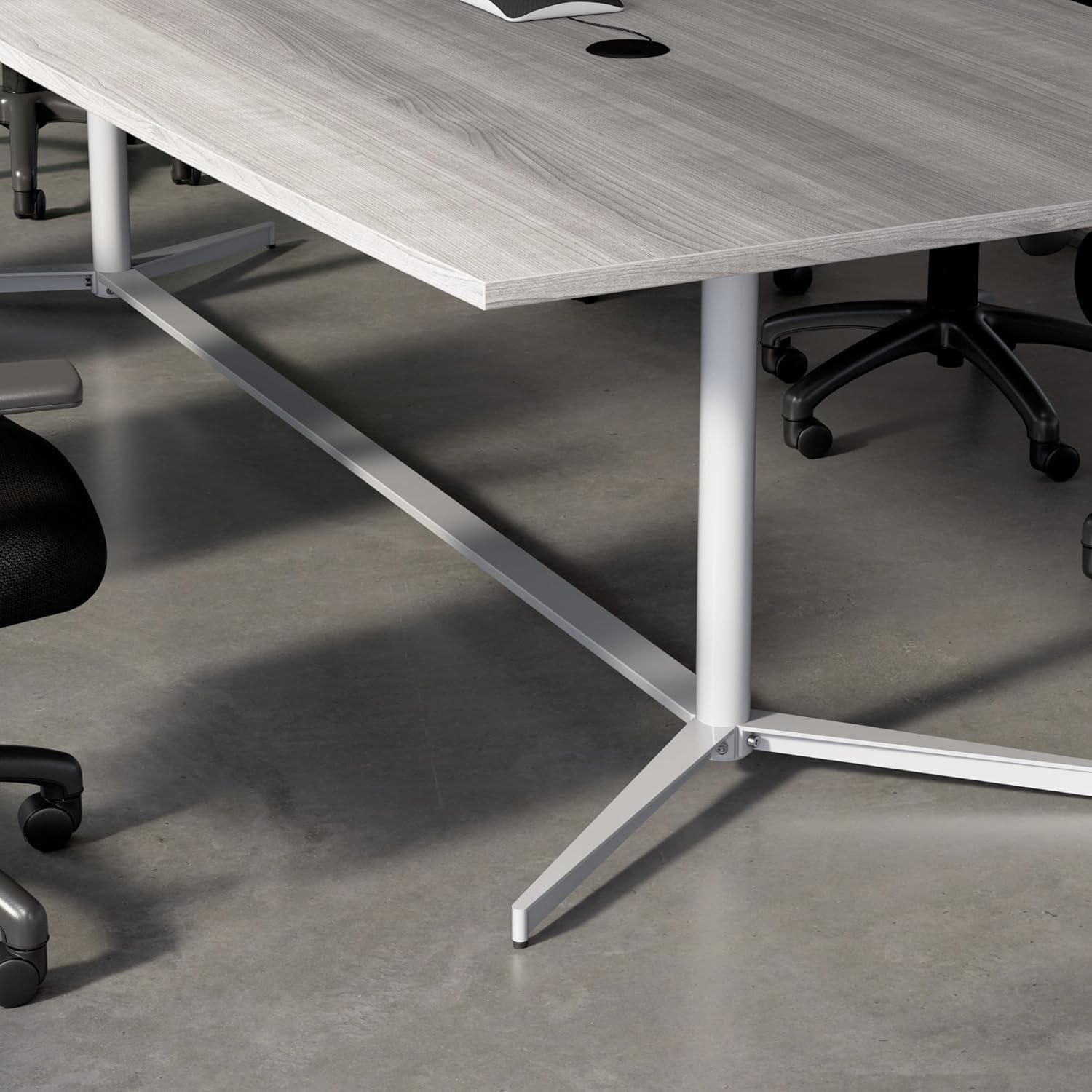 120W x 48D Boat Shaped Conference Table with Metal Base