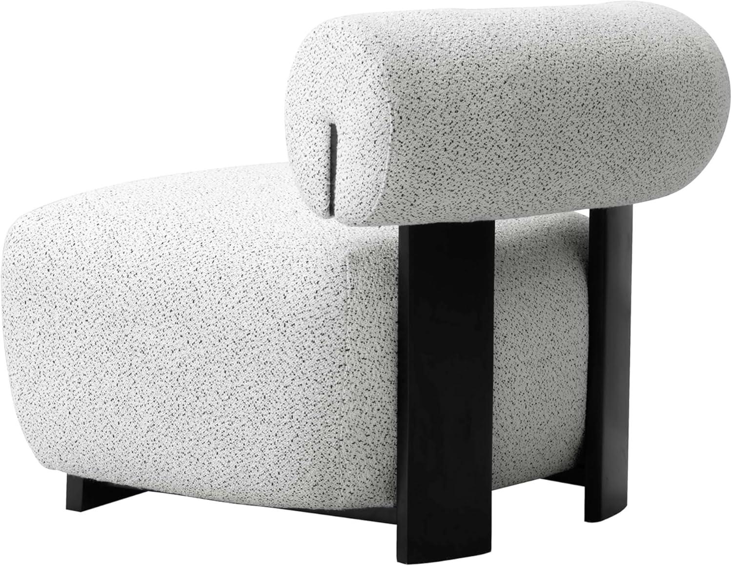 Manhattan Comfort Set of 2 Bartow Modern Woven Fabric Upholstered Accent Chairs Ivory/Black