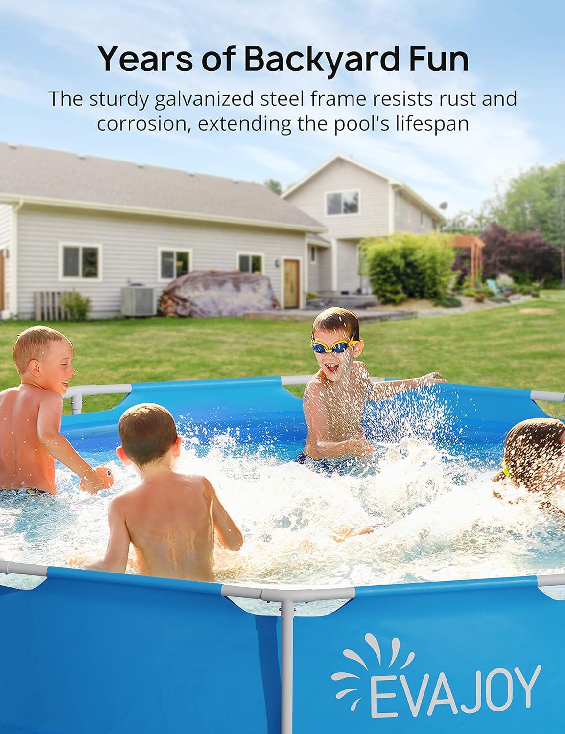 EVAJOY 12ft X 30in Metal Frame Above Ground Swimming Pool with Steel Frame Blue