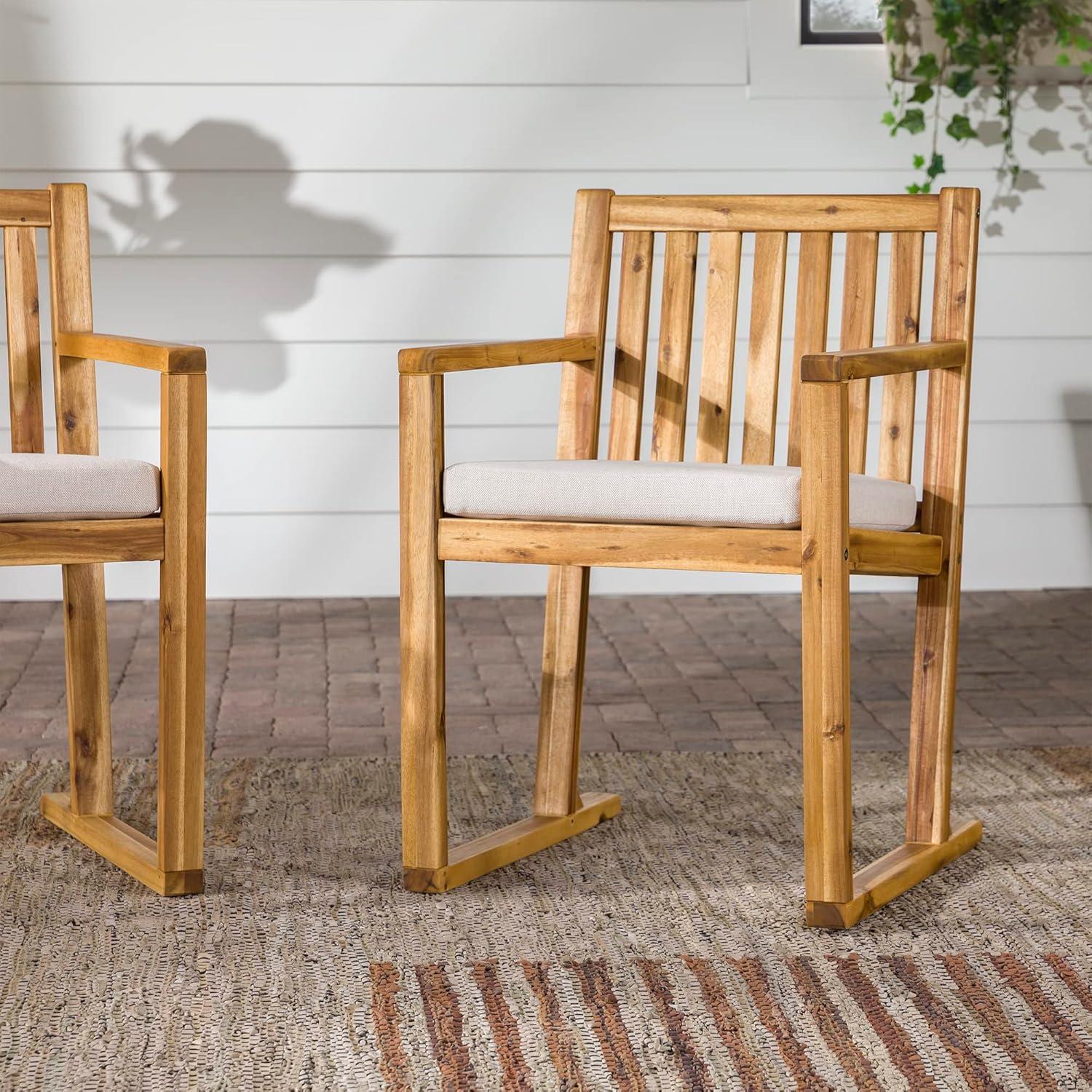 Millwood Pines Contemporary 2-Piece Solid Wood Slat-Back Patio Dining Chairs