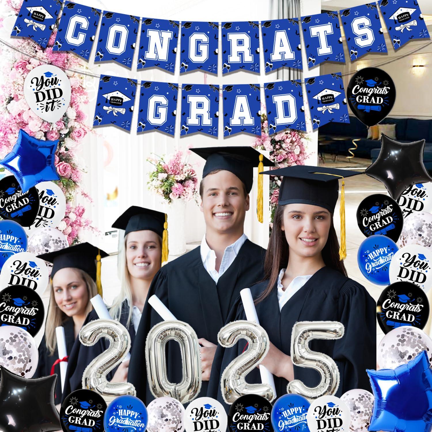 Graduation Decorations 2025, Graduation Decorations Class of 2025, Red Themed 2025 Graduations Party Decorations Include Banner, Backdrop, Balloons Kit, Foil Number 2025 for Grad Party Supplies