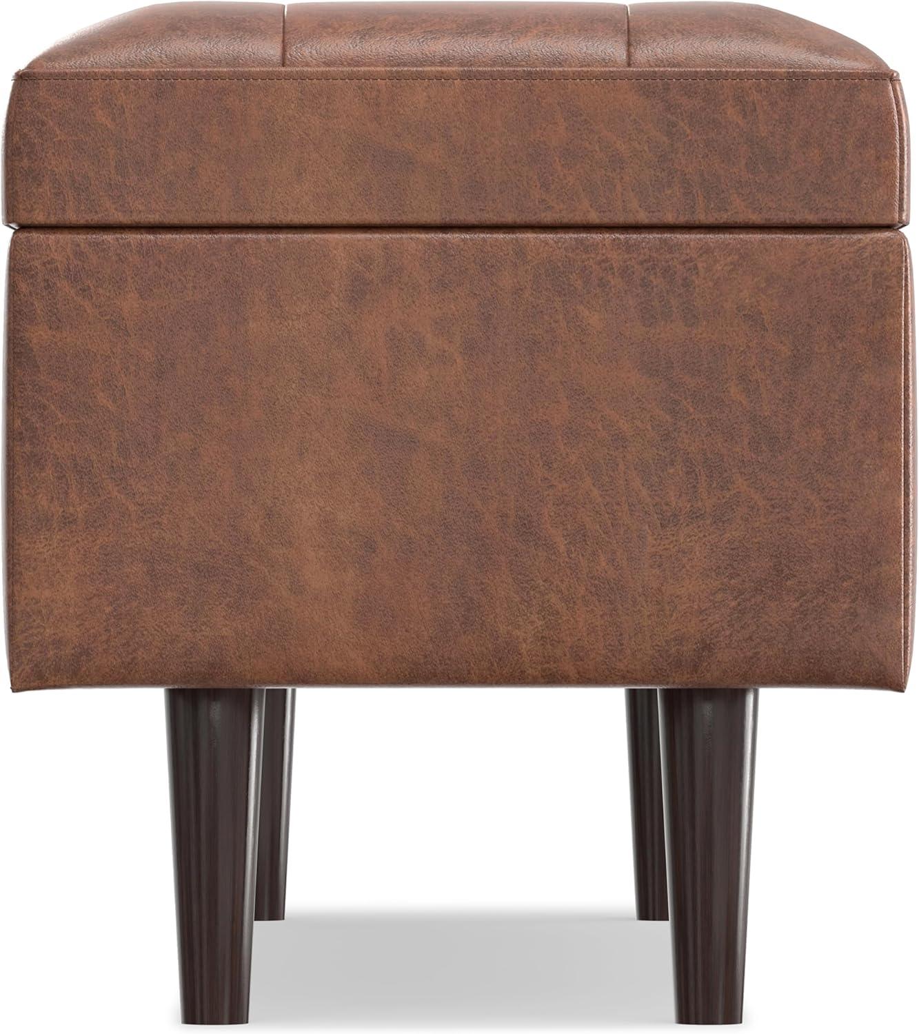 Shay 48" Saddle Brown Faux Leather Storage Ottoman