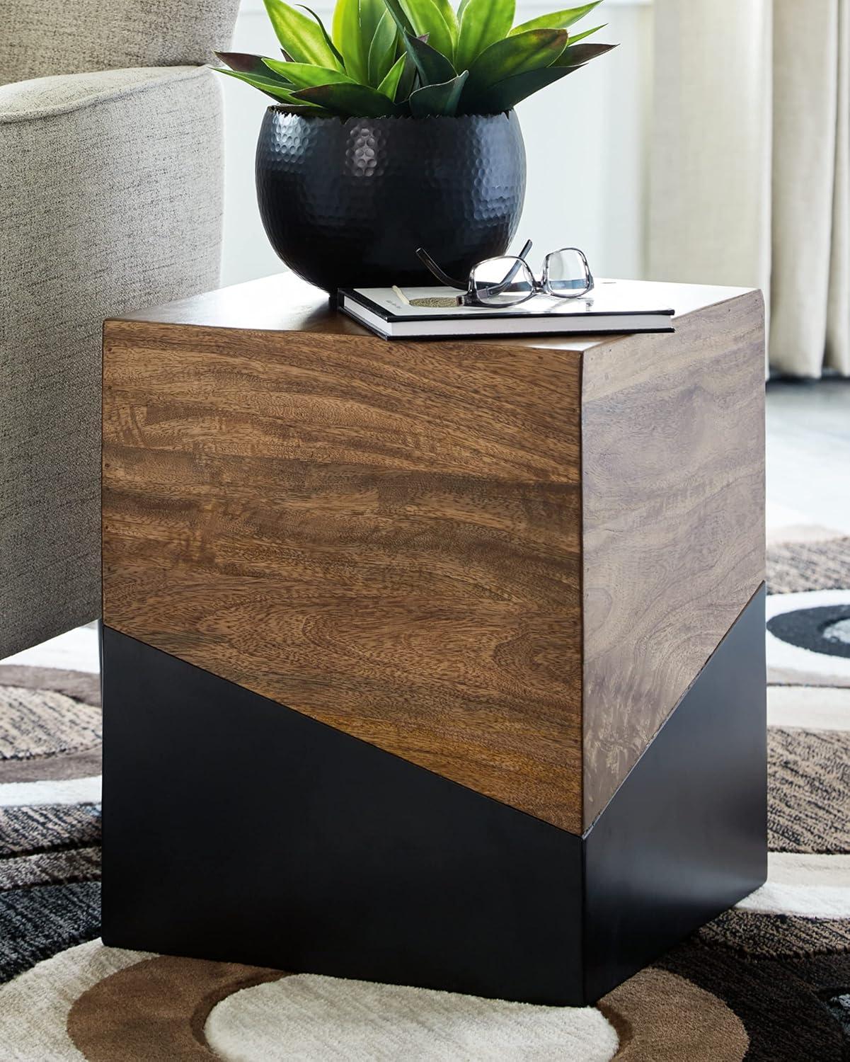 Signature Design by Ashley Contemporary Trailbend Accent Table  Brown/Gunmetal