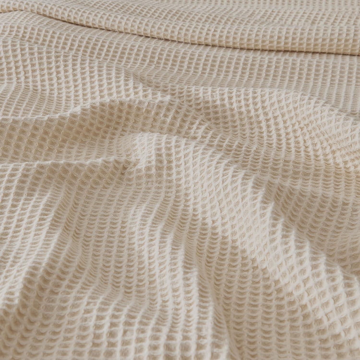 All-Season Waffle Cotton Throw Blanket 50x60 (Throw, Oatmeal)