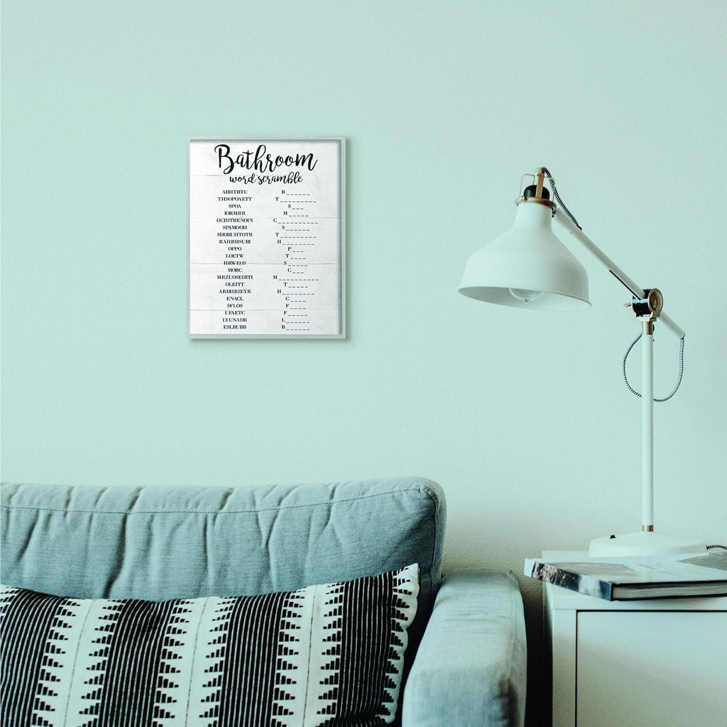 Kids' Bathroom Word Scramble Black and White Canvas Print