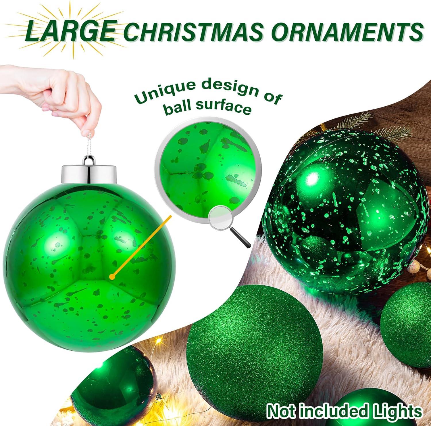 XmasExp 4in Large Christmas Ornaments Christmas Ball Ornaments Giant Tree Decoration Shatterproof Decorative Hanging Balls for Holiday Party Decor (Silver,4pcs)