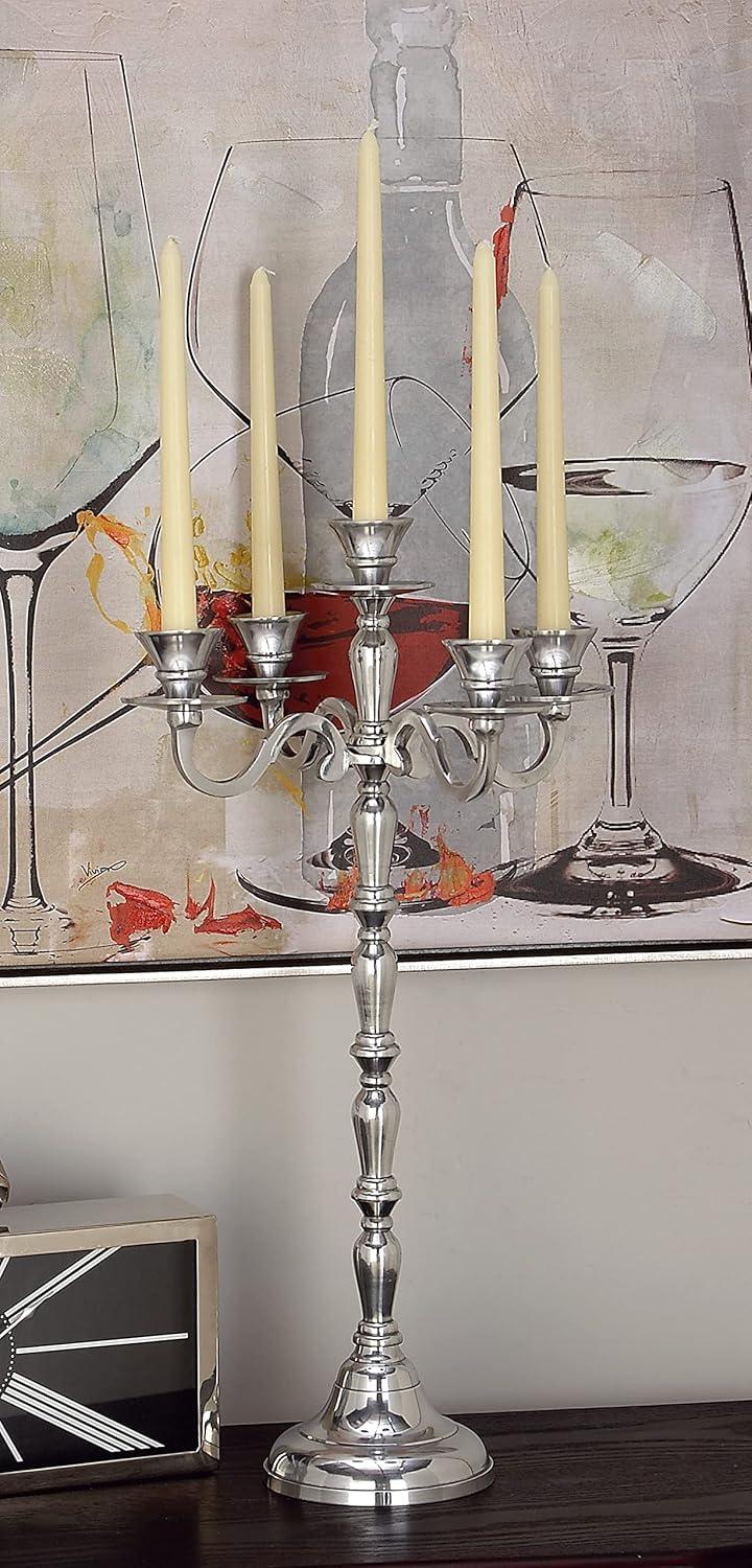 DecMode 5 Holder Silver Aluminum Metal Candelabra