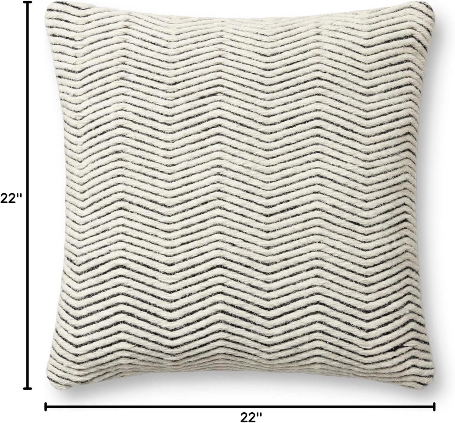 Ivory Chevron Wool Cotton Polyester 22'' Throw Pillow