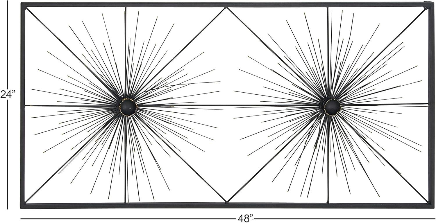 DecMode Black Metal Sea Urchin Starburst Wall Decor with Black Frame