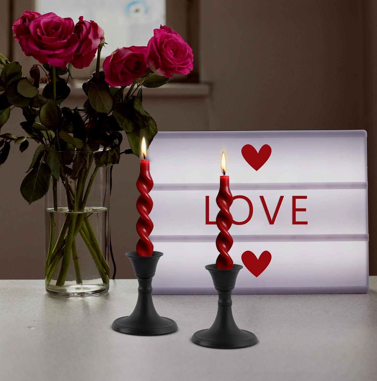 Black Metal Taper Candlestick Holders Set of 2