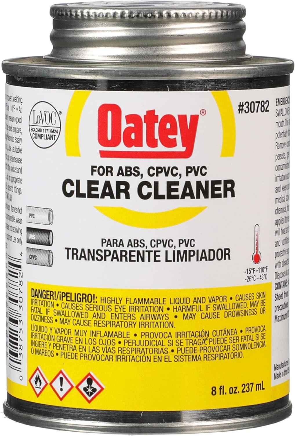 Oatey Clear ABS CPVC PVC Pipe Cleaner with Applicator, 8 oz