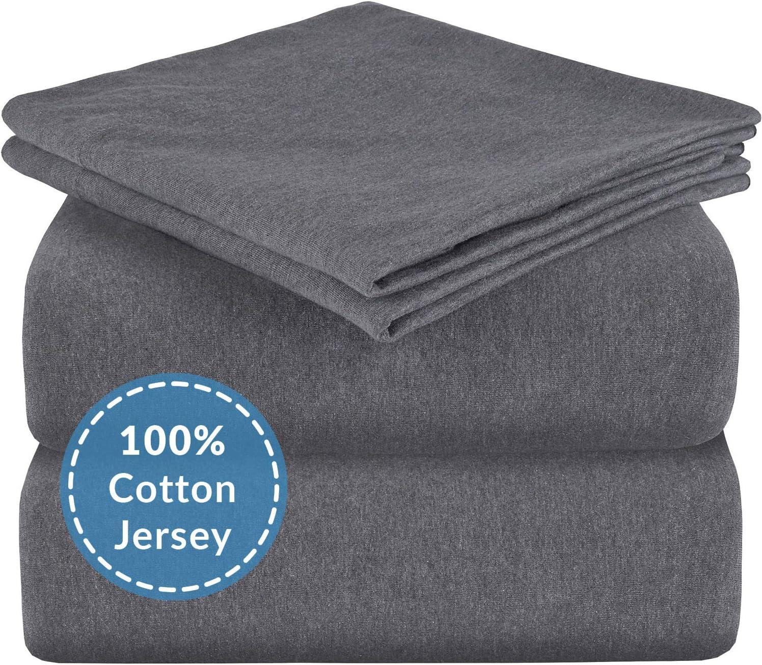 Queen Dark Gray Heather Organic Cotton Jersey Sheet Set