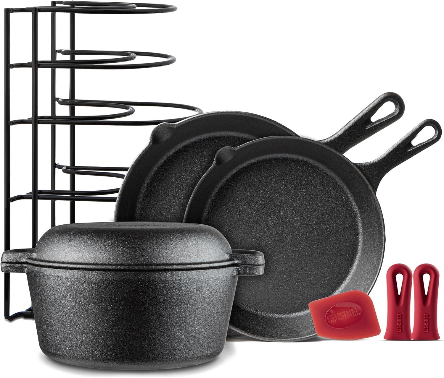 Cuisinel Cast Iron Cookware Set - Complete Pre-Seasoned Kit