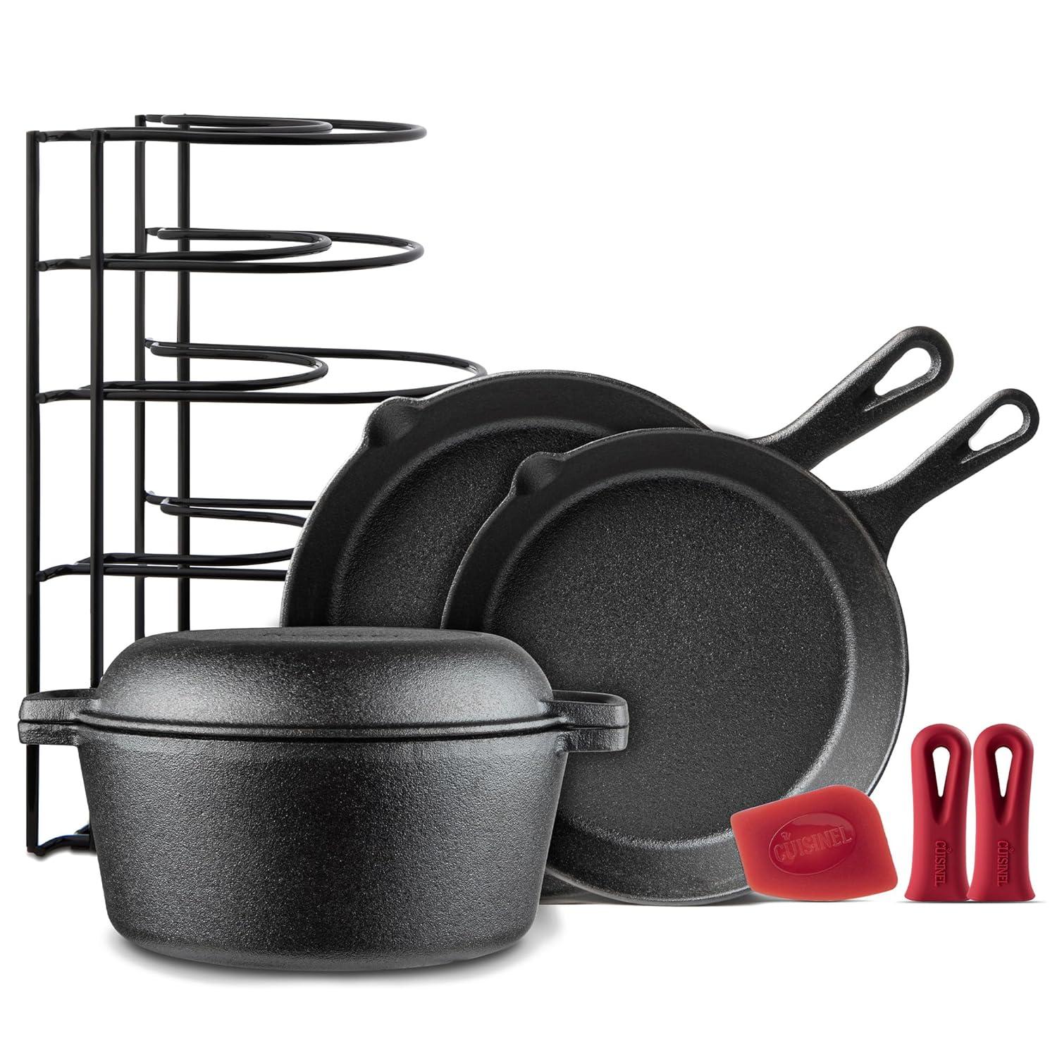 Cuisinel Cast Iron Cookware Set - Complete Pre-Seasoned Kit