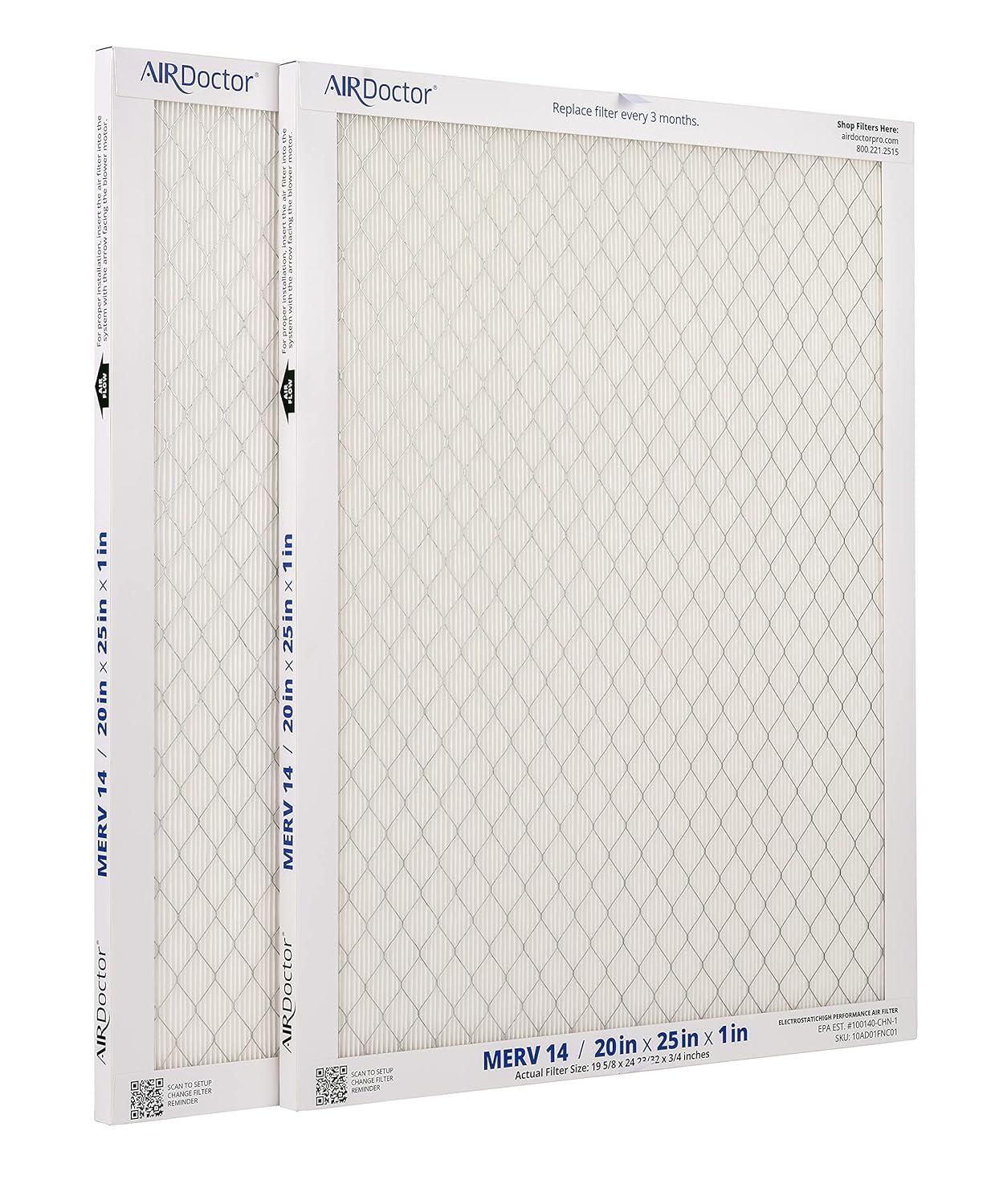 AirDoctor MERV 14 HVAC Tamaño de Filtro Plisado, 20x25x1, Captura el 96% de los Contaminantes 1-3 Micras de Tamaño