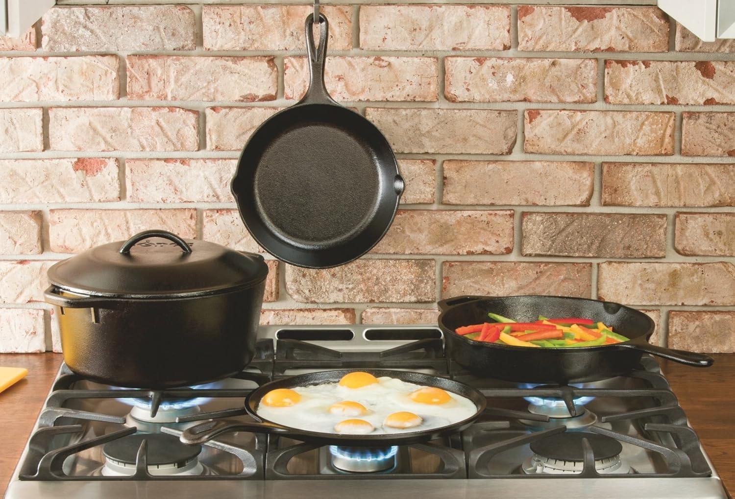 Black Cast Iron Rectangular Griddle with Raised Edges