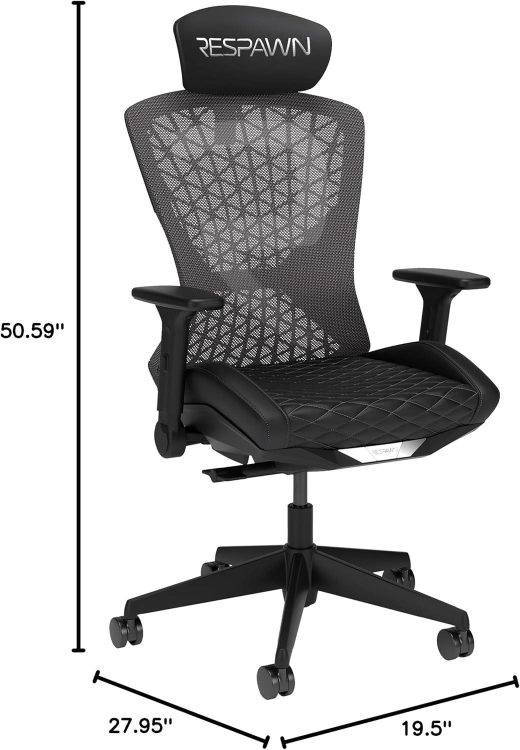 Respawn RESPAWN SPIRE Ergonomic Mesh Office Gaming Chair - High Back Home PC Computer Desk Reclining Gaming Chair, Adjustable Armrests, Adjustable Headrest, Knitted Mesh Back, Cooling Gel Seat