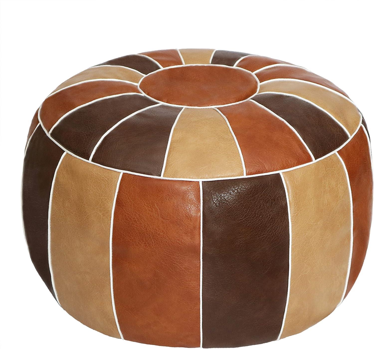 Unstuffed Handmade Moroccan Round Pouf Foot Stool Ottoman Seat Faux Leather Large Storage Bean Bag Floor Chair Foot Rest For Living Room, Bedroom Or Wedding Gifts