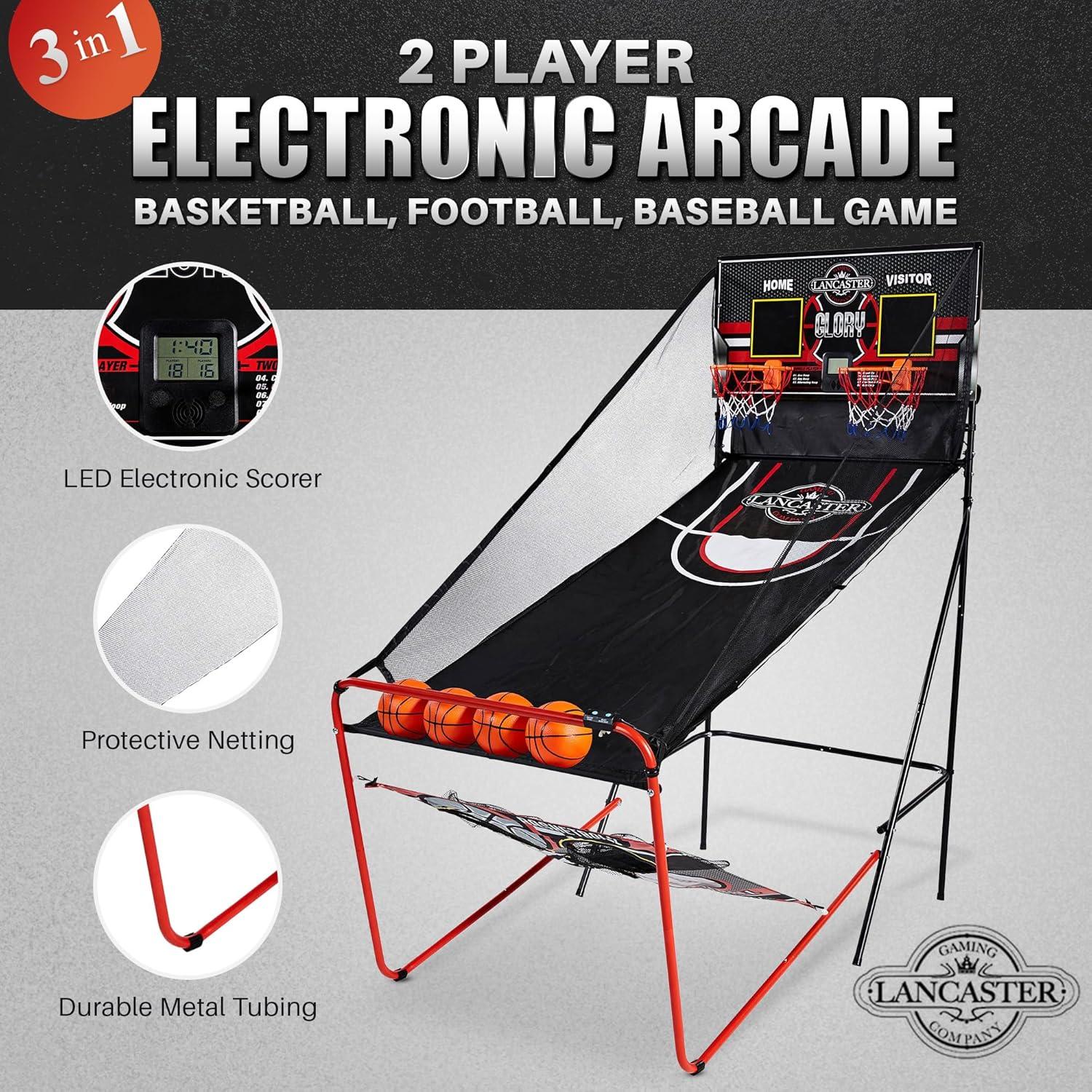 Lancaster Gaming Lancaster Gaming 2 Player Basketball Arcade Game with 3 Games Included