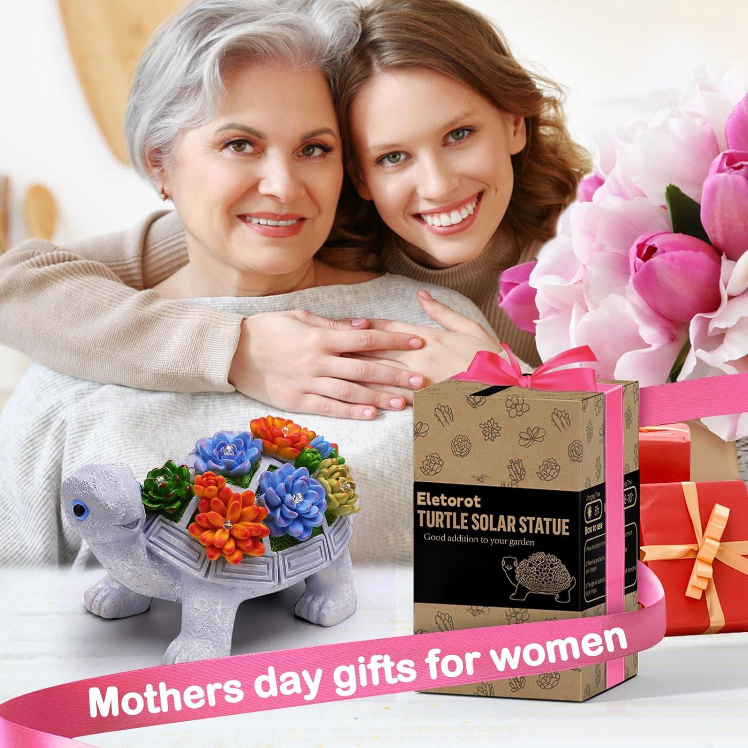 YUNMUTENG Solar Garden Outdoor Statues with Succulent and 7 LED Lights -Decor Tortoise Statue for Patio,Yard Ornament - Unique Housewarming Gifts