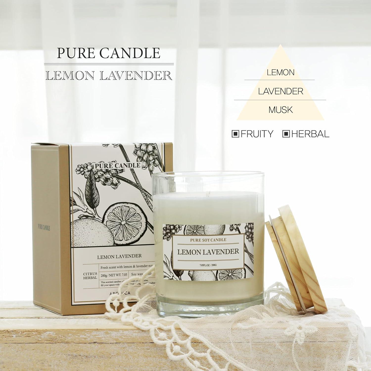 Lemon Lavender Pure Soy Candle with Wooden Lid