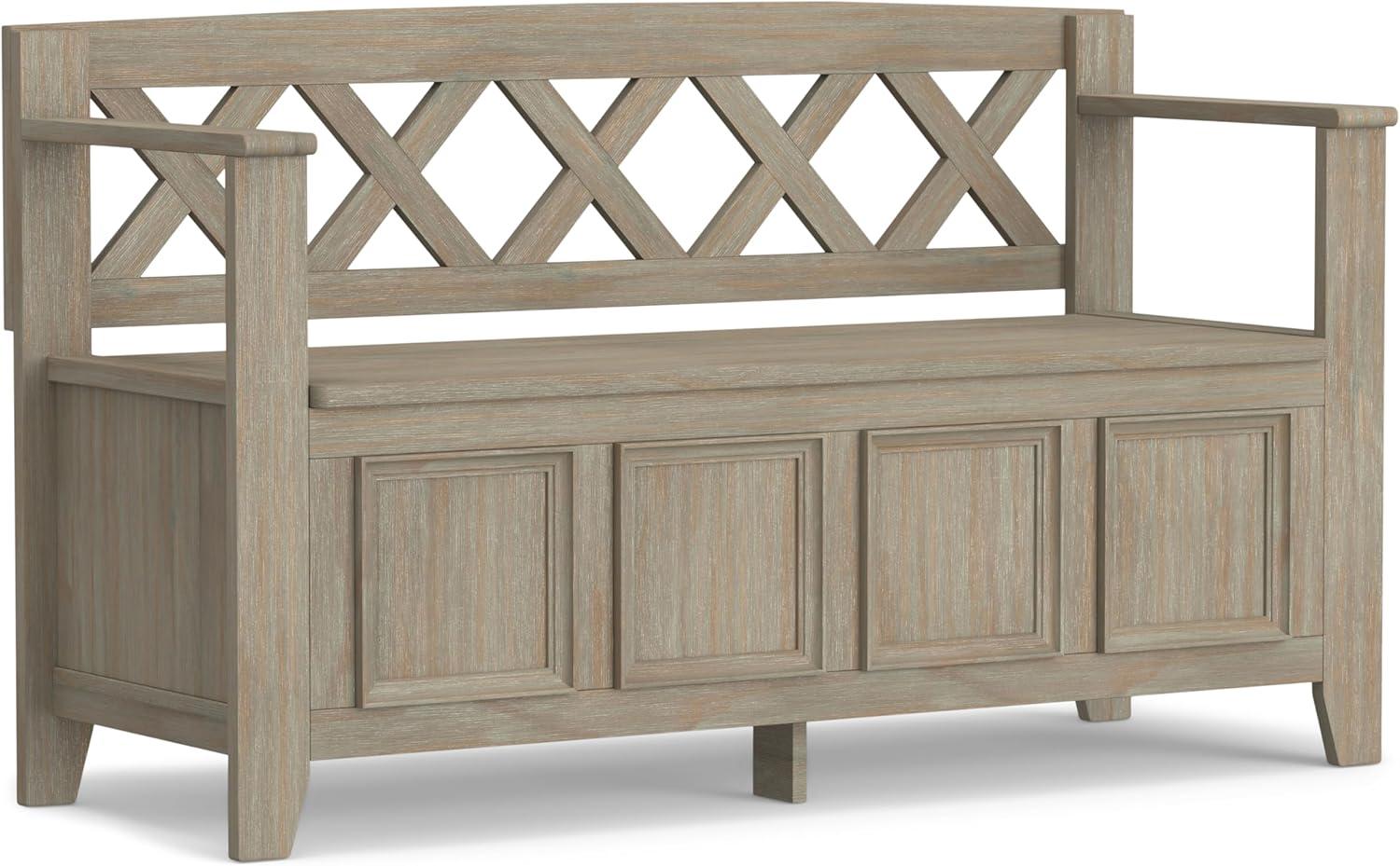 Simpli Home Amherst Solid Wood Entryway Storage Bench in Gray