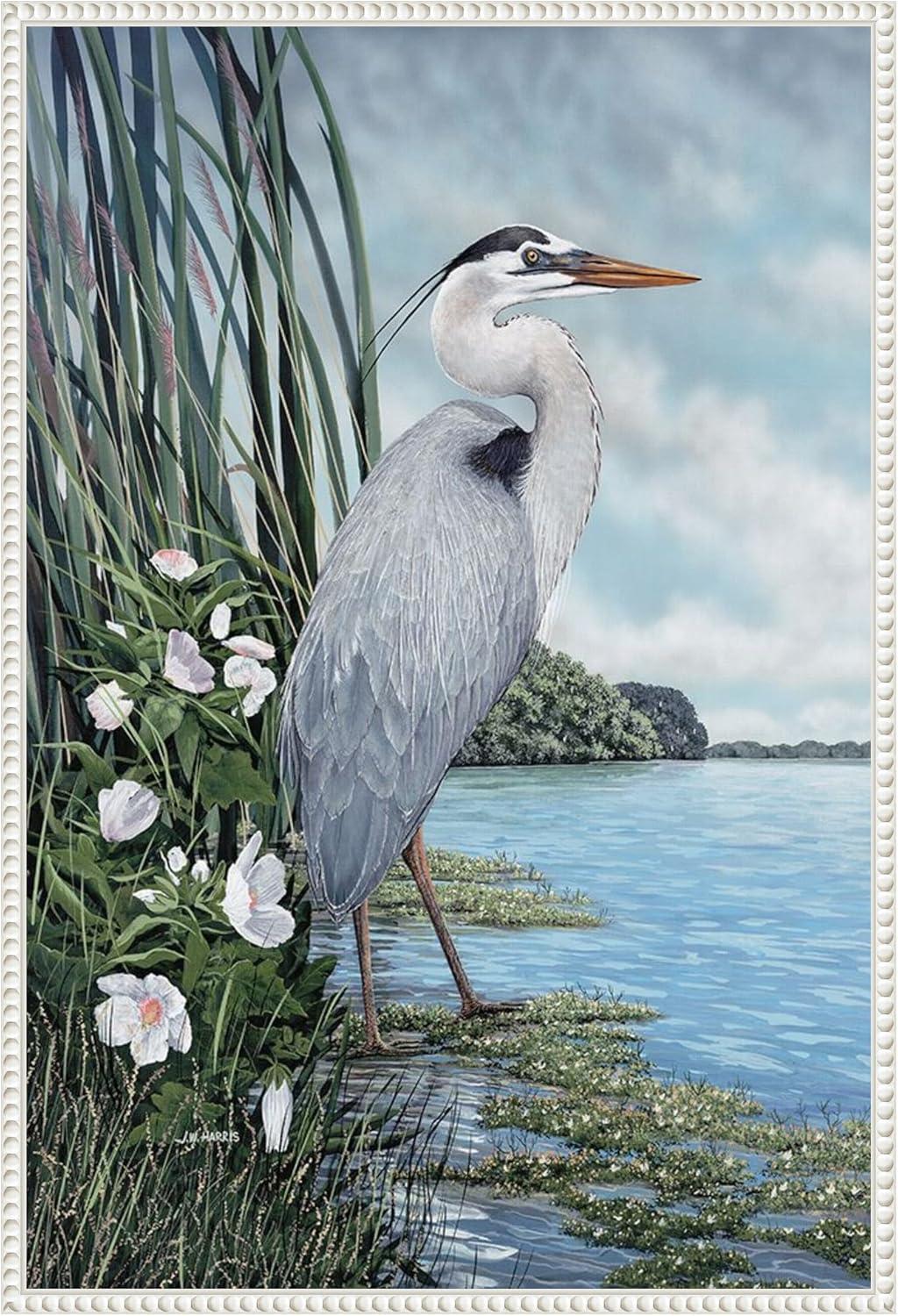 Amanti Art Great Blue Heron by James Harris Canvas Wall Art Print Framed 23 x 33-in.