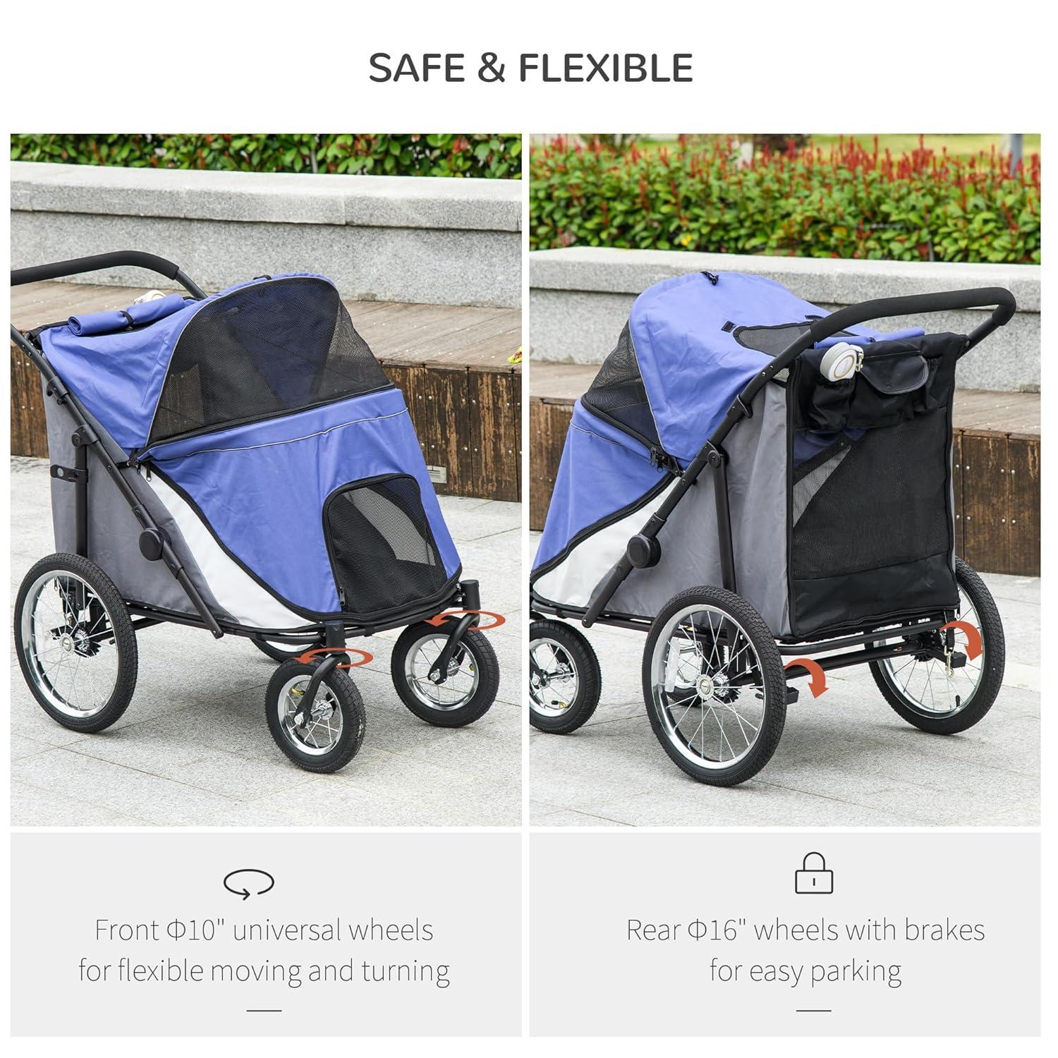 Pet Stroller for Medium and Large Dogs and Cats,Easy Fold Dog Stroller with Storage Bags,for Outdoor