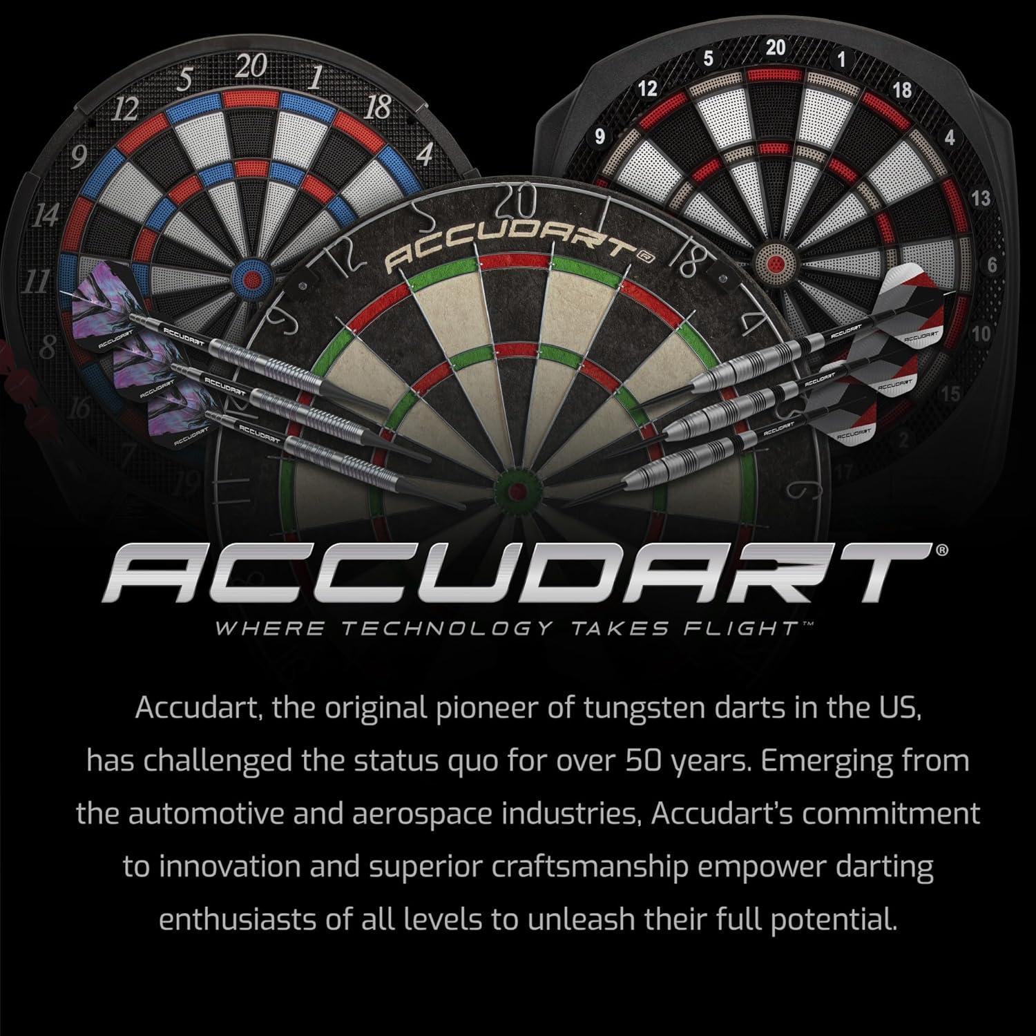 Accudart Steel Tip Dart Set 3.0 - Gunmetal Finish Steel Barrel - Hybrid Grip - Polycarbonate Shafts - Standard Shape Flights - Drop in Case Stores Fully Assembled Darts