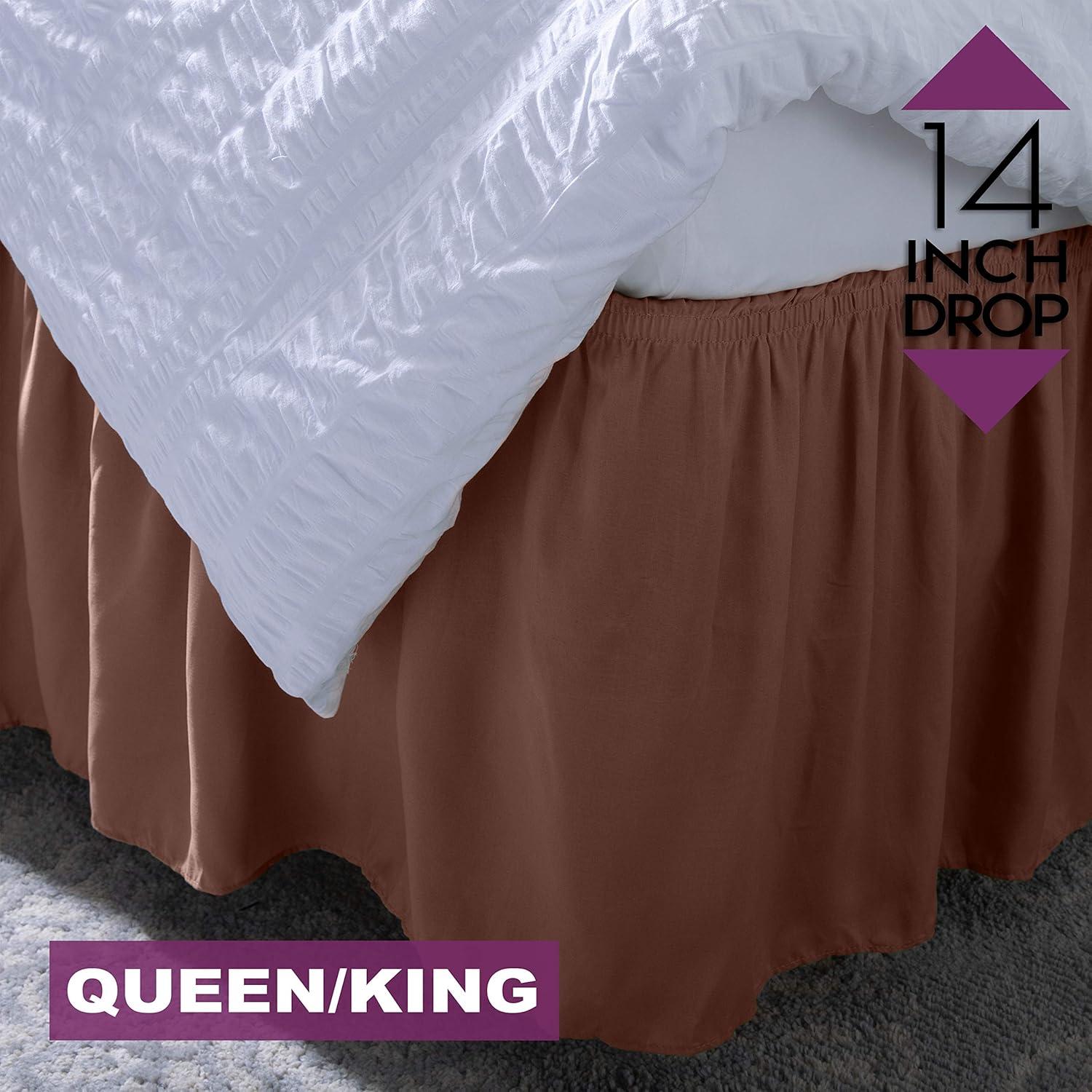 Home Details 14" Drop Wrap Around Bed Ruffle Adult Queen/King in Chocolate Brown