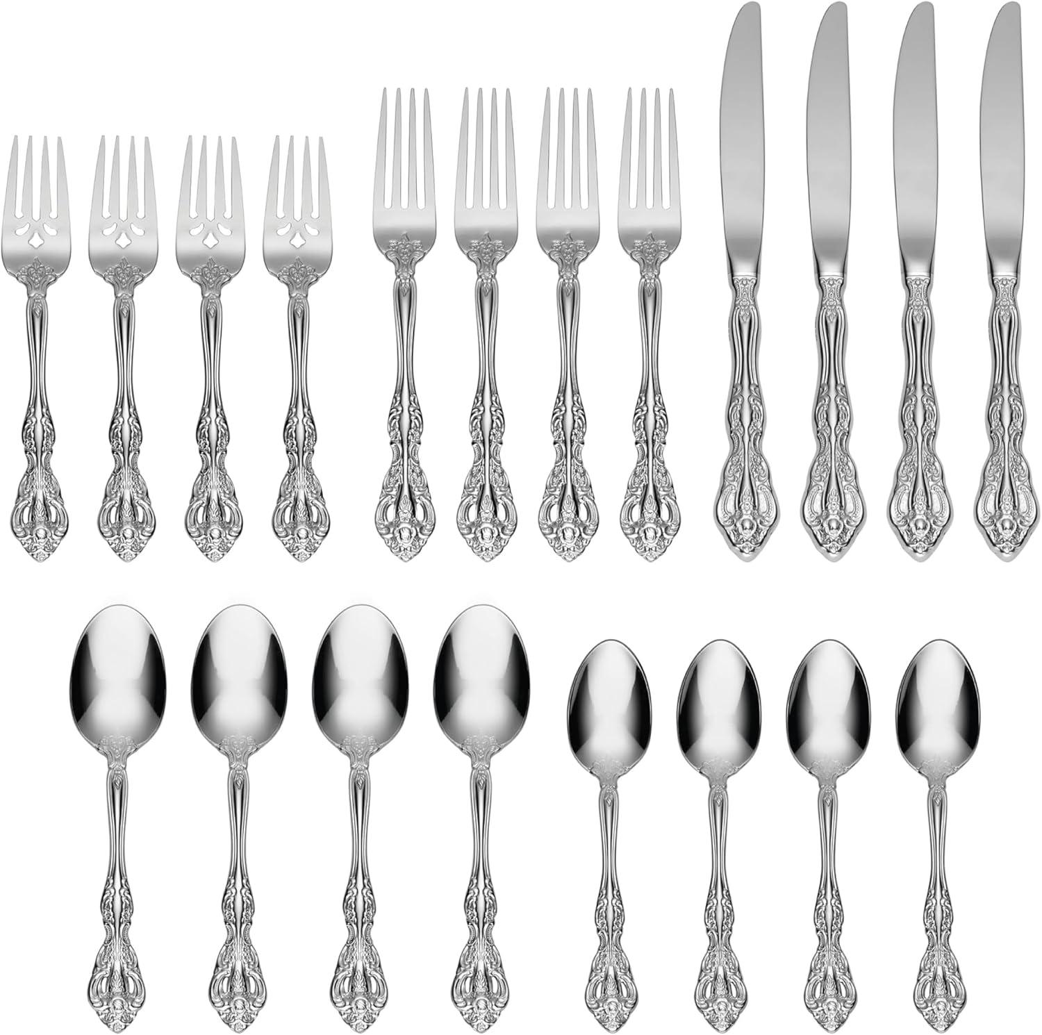 Michelangelo 20-Piece Embossed Stainless Steel Flatware Set