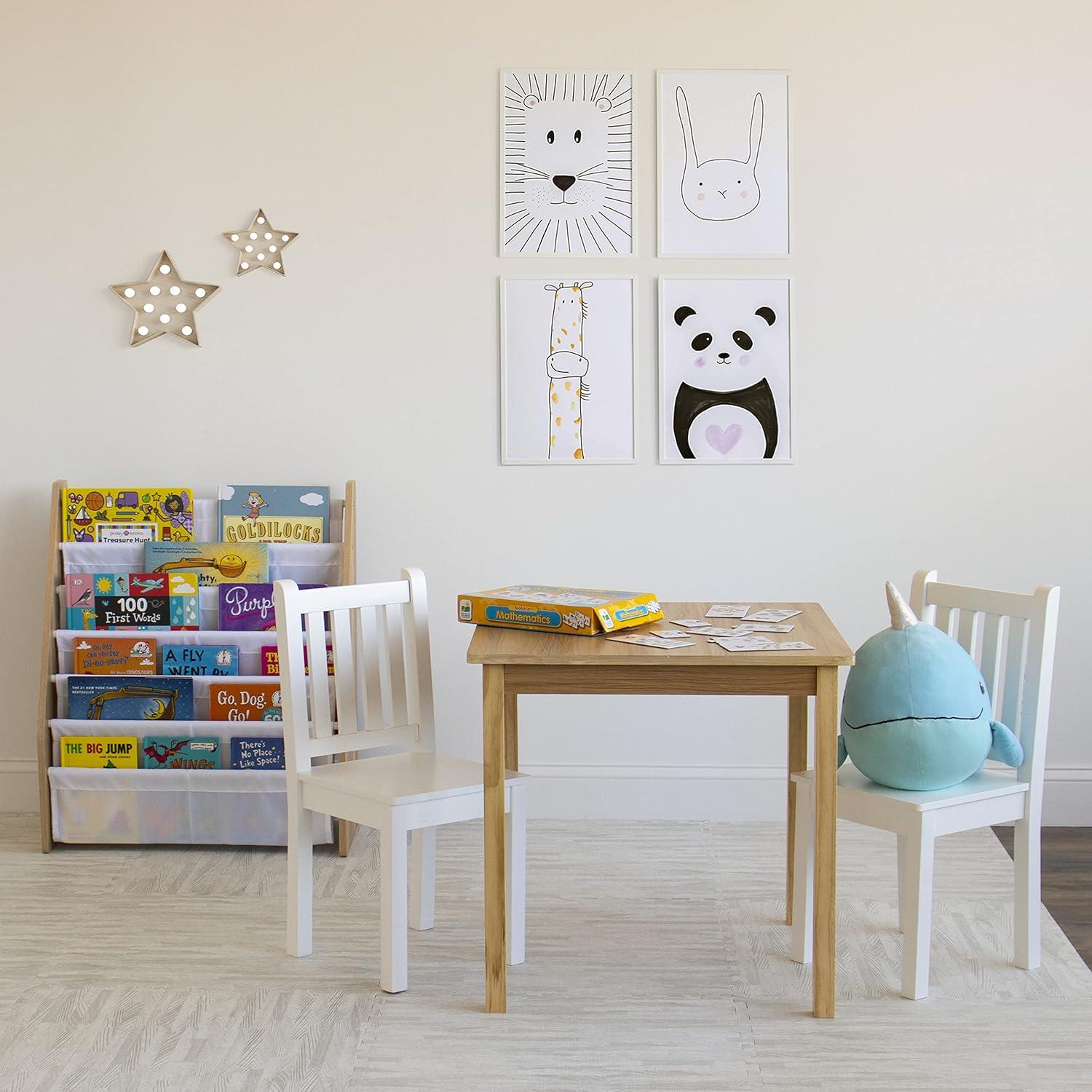 Kids' White and Natural 6-Tier Fabric Book Rack