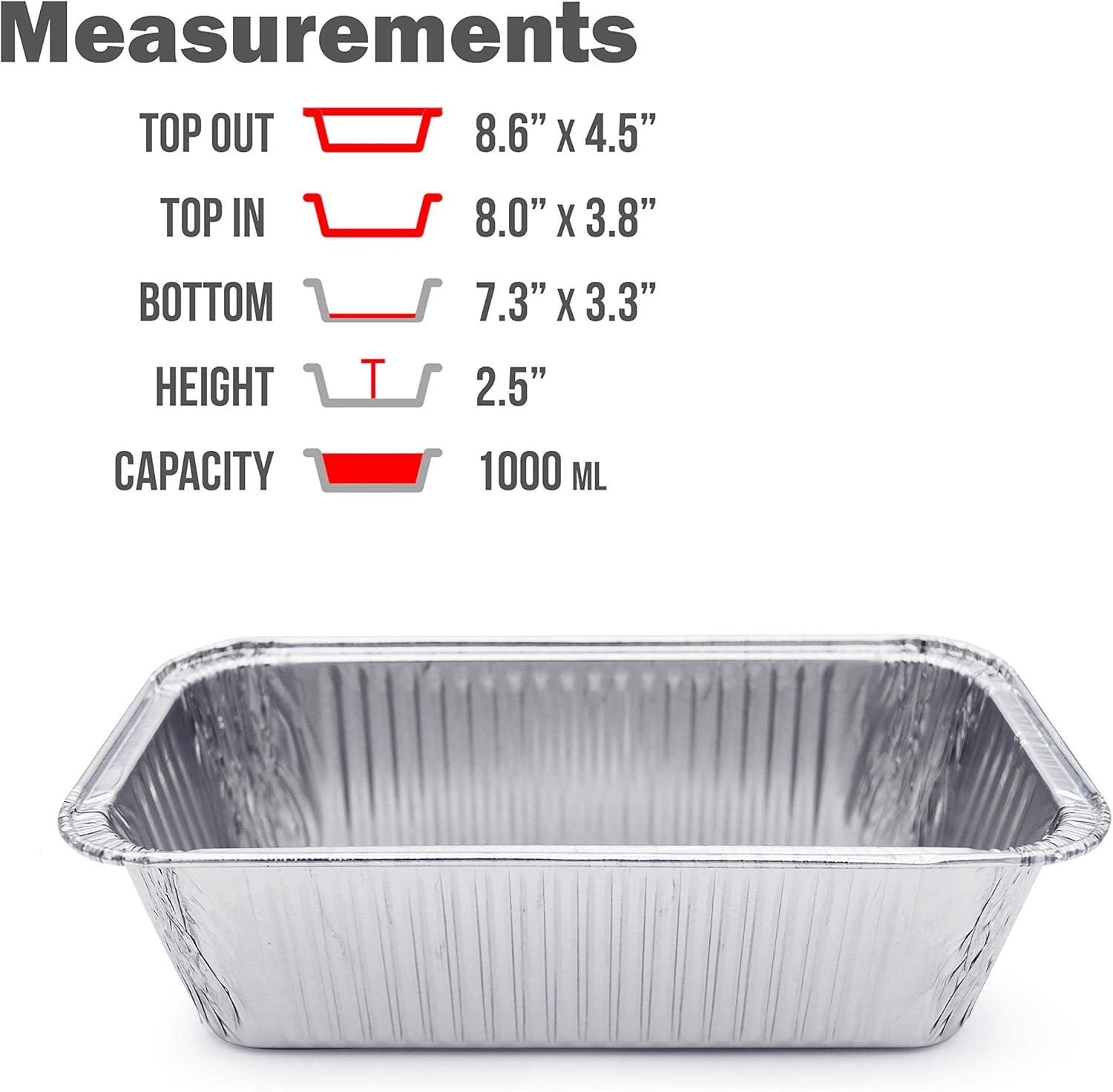 Premium Heavy Duty Disposable Aluminum Bread Loaf Pans, 2-LB, 100 Pack