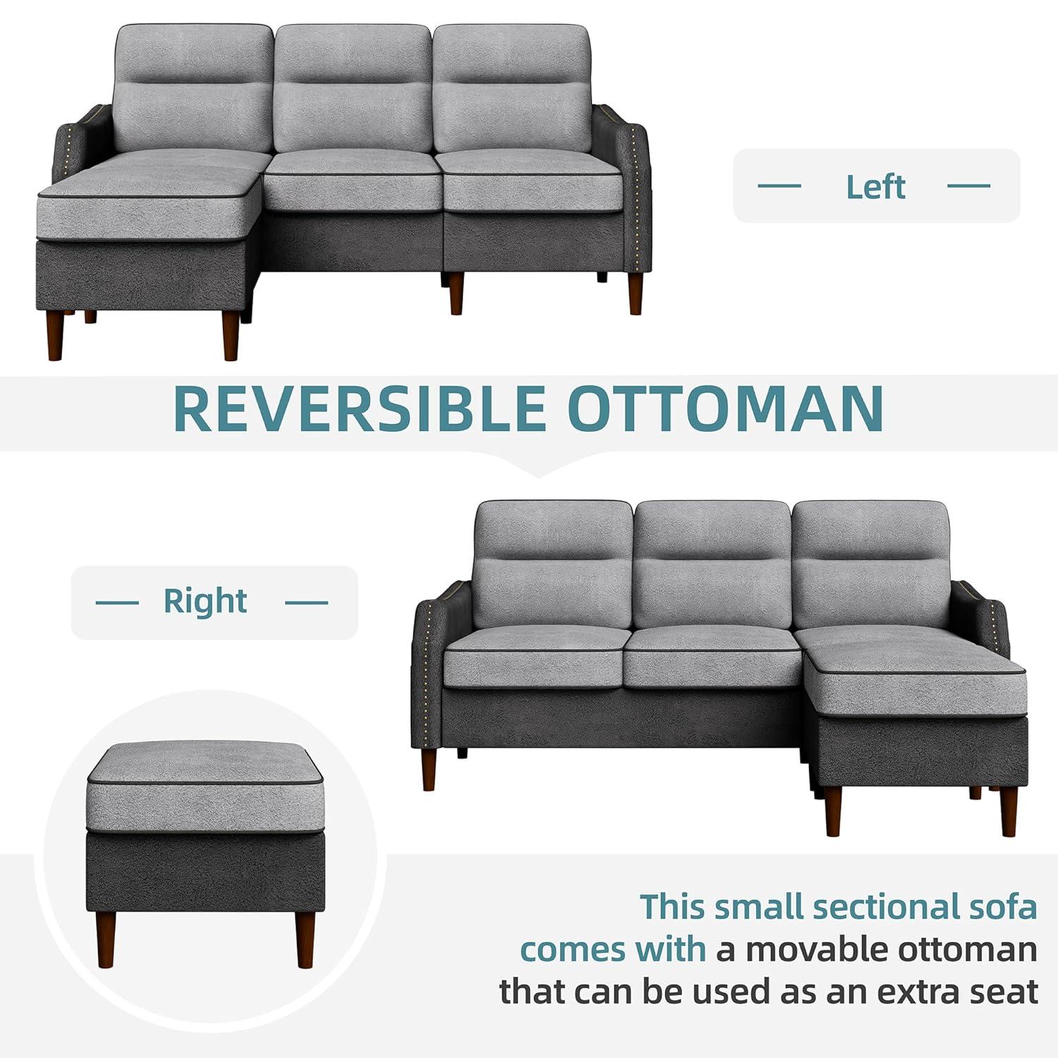 78" Sectional L Shaped Sofa Couch