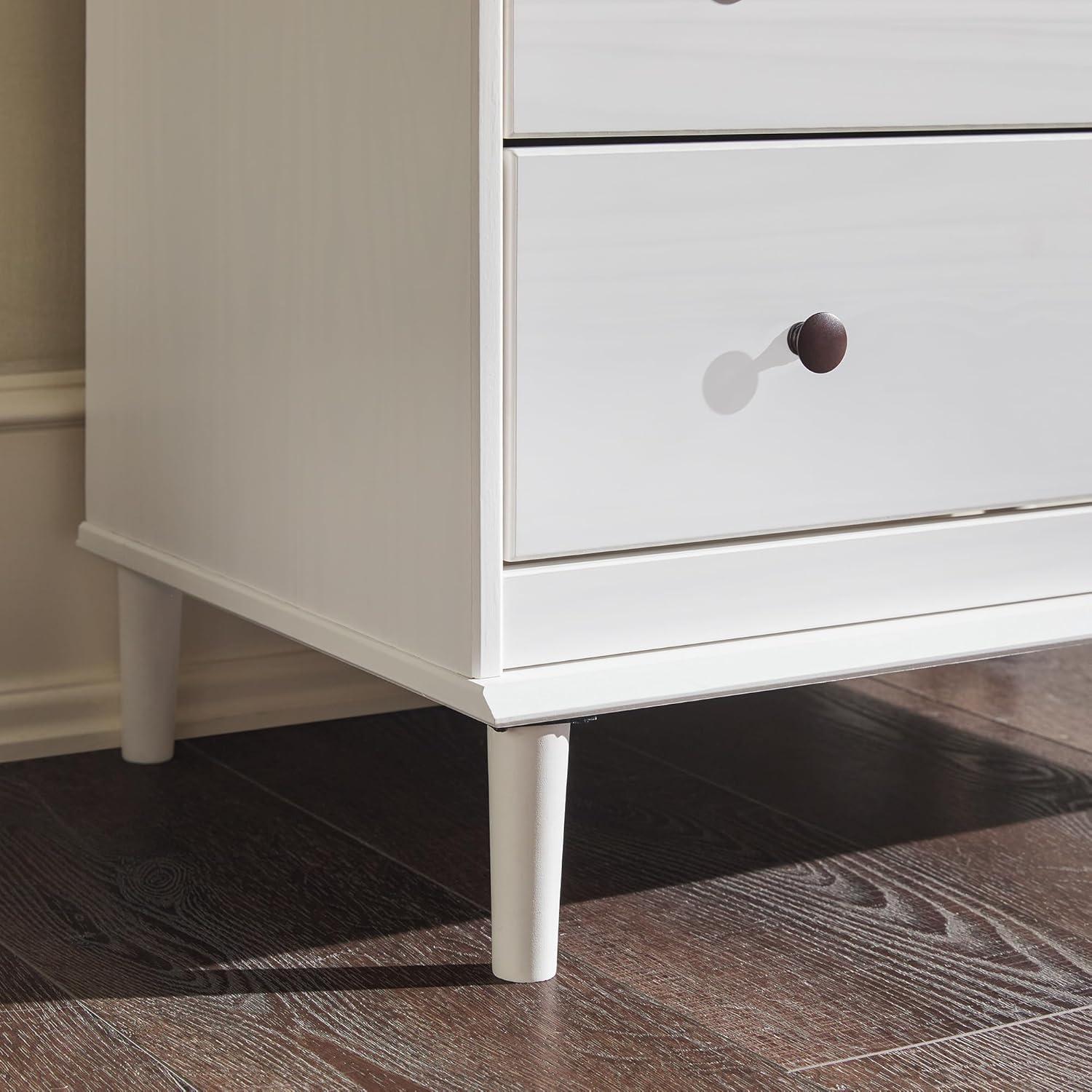 White Mid-Century Modern 4-Drawer Solid Wood Dresser