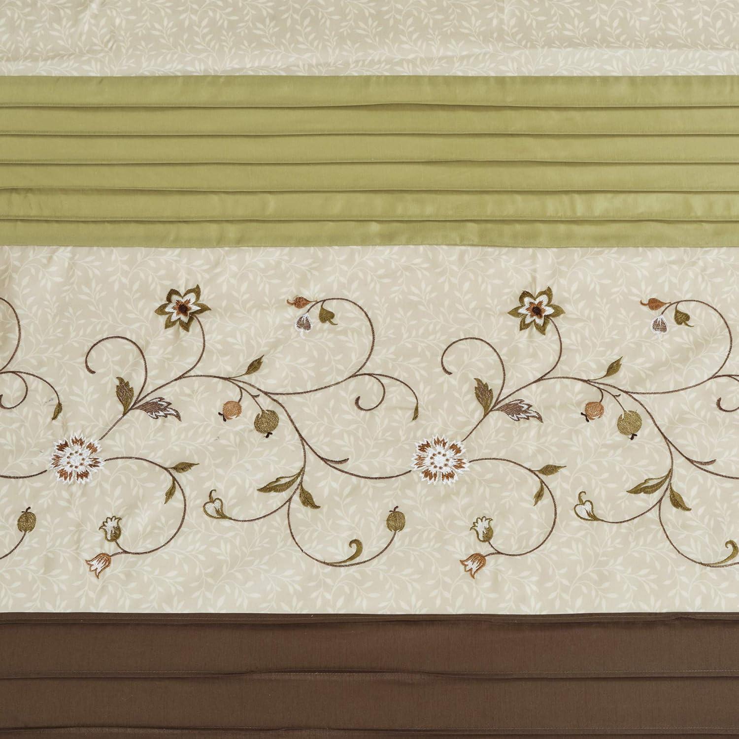 Madison Park Serene Faux Silk Embroidered Floral Shower Curtain