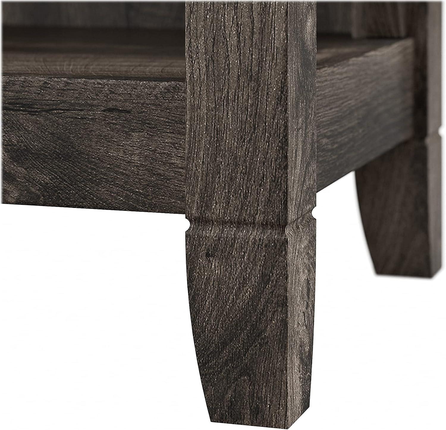 Bowery Hill 5 Shelves Coastal Wood Tall Bookcase in Dark Gray
