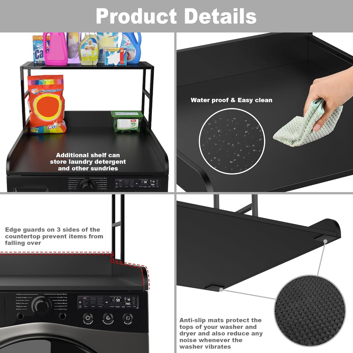 GDLF GDLF Washer Dryer Countertop Laundry Guard with Laundry Room Shelf for Single Washer Dryer