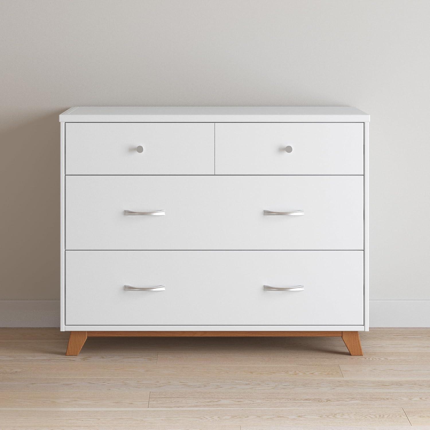 Child Craft SOHO 2 Piece Nursery Furniture Set, 4-in-1 Convertible Crib and Dresser (White/Natural)