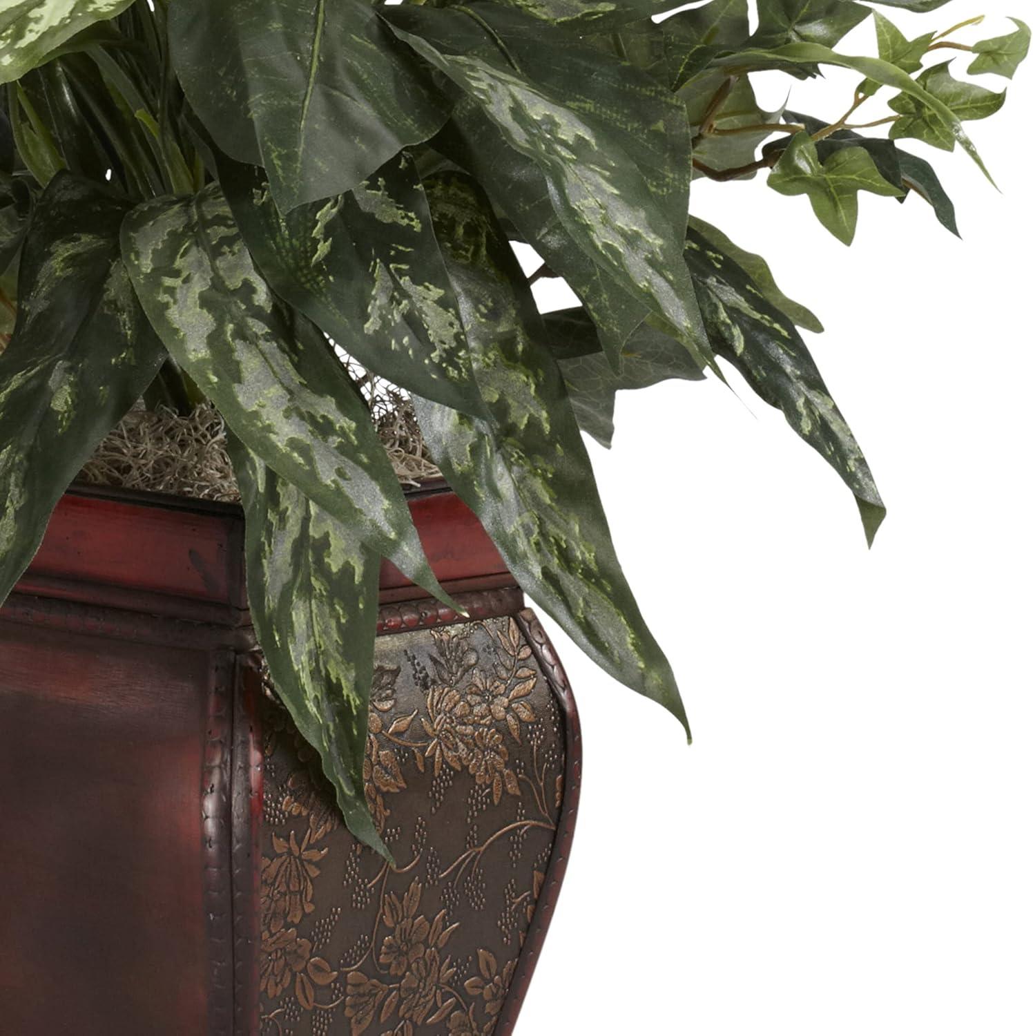 Li shun jin Mixed Greens & Anthurium with Decorative Vase Silk Plant