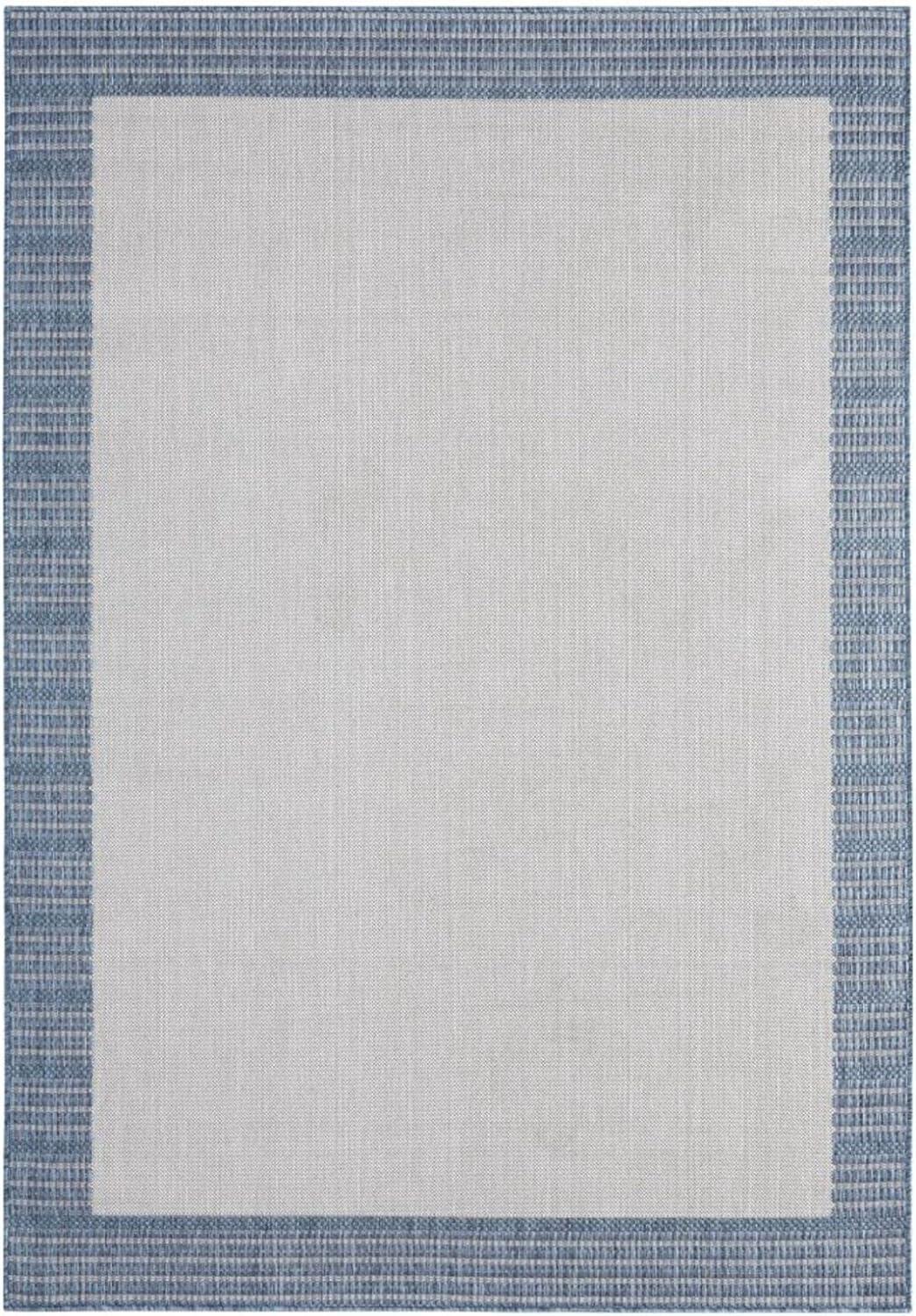 5'2" x 7'2" New York Patio Country Landry Indoor/Outdoor Rug Gray/Blue - Nicole Miller: UV & Weather-Resistant